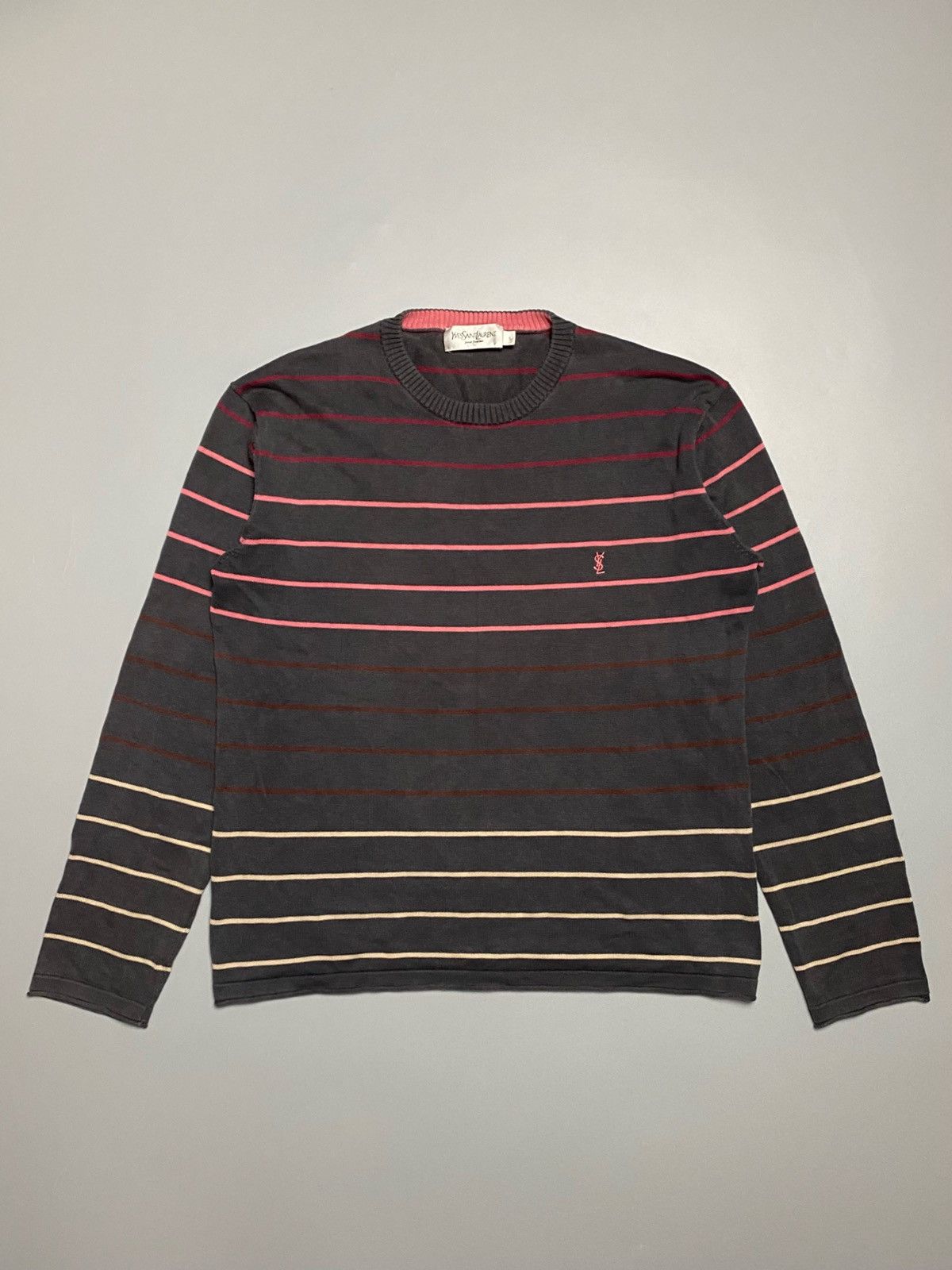 Yves Saint Laurent stripped sweater YSL logo pour homme