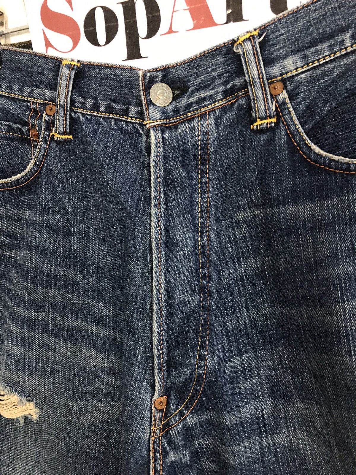 Vintage Evisu No3 Distressed Denim Design