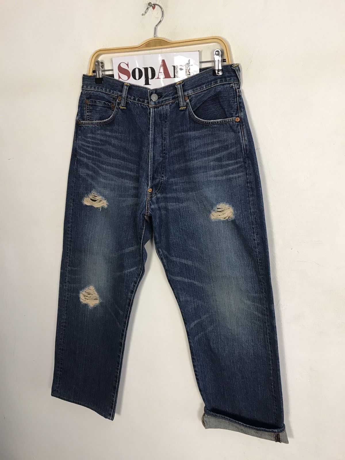 Vintage Evisu No3 Distressed Denim Design
