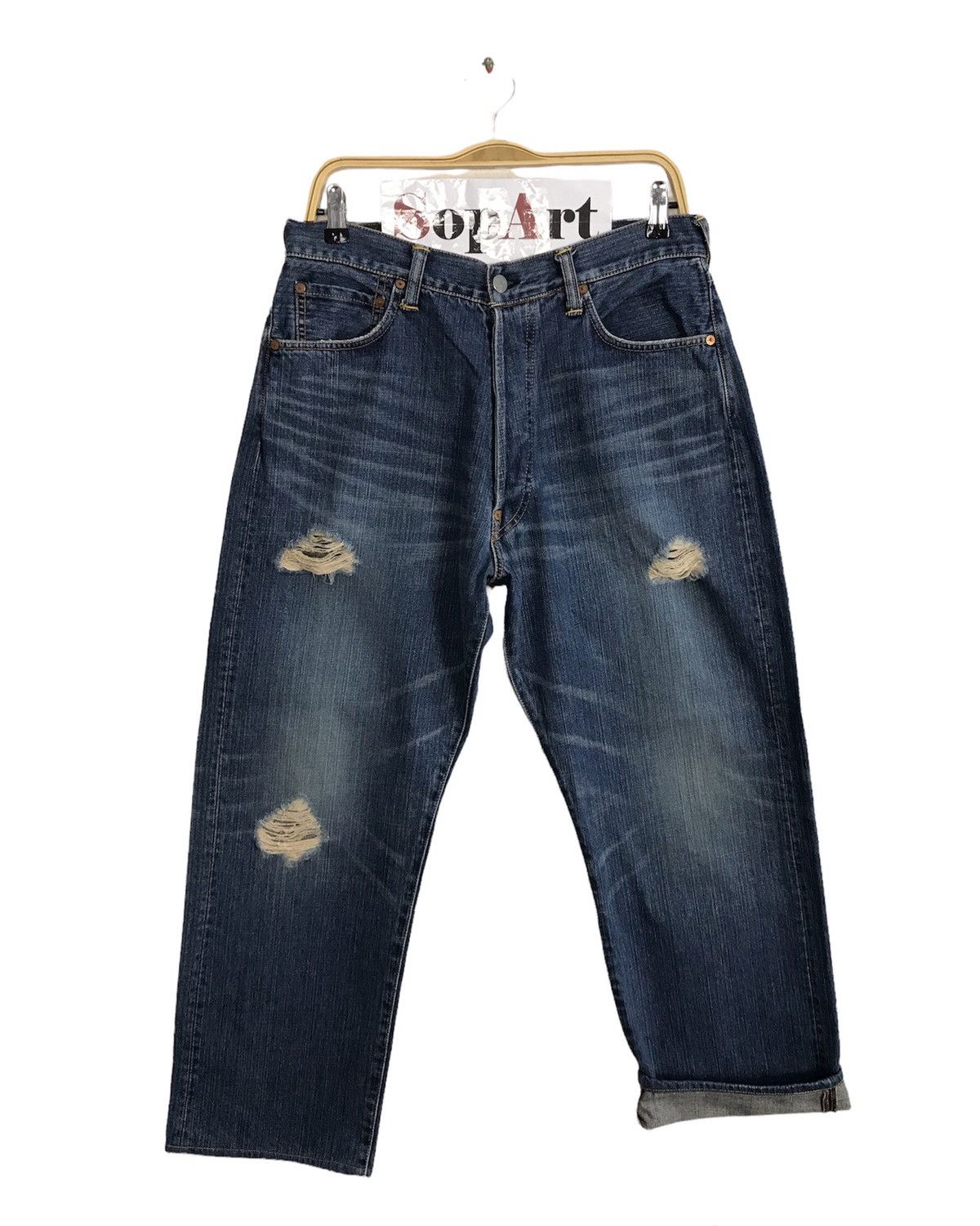 Vintage Evisu No3 Distressed Denim Design