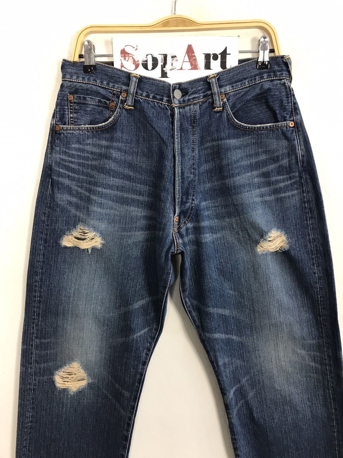 Vintage Evisu No3 Distressed Denim Design
