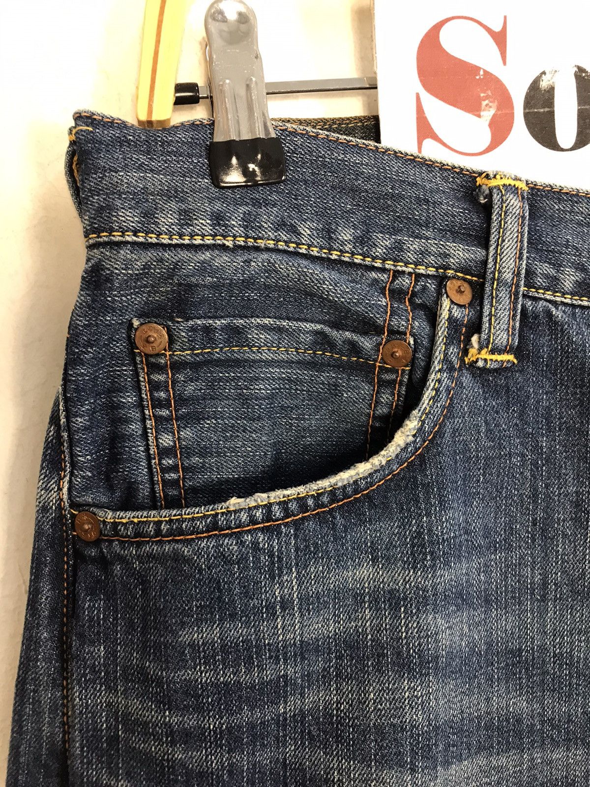 Vintage Evisu No3 Distressed Denim Design