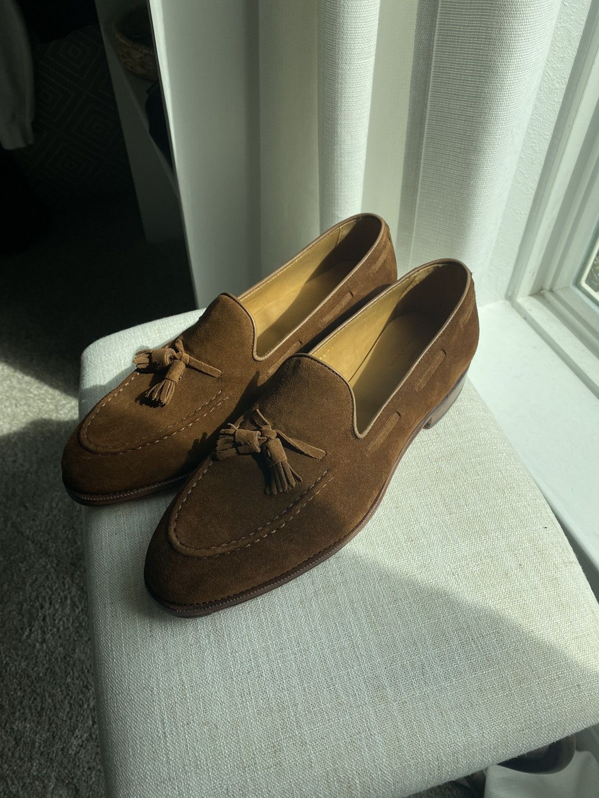 Meermin Tan suede tassel loafers Grailed