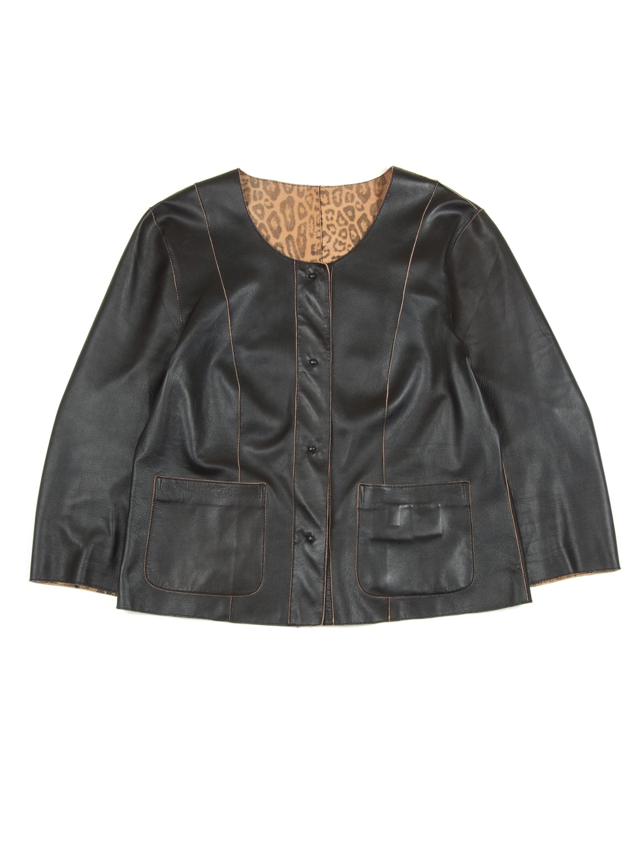 Escada Luxury Madeleine Reversible Cropped Lamb Leather Jacket Size M / US 6-8 / IT 42-44 - 2 Thumbnail