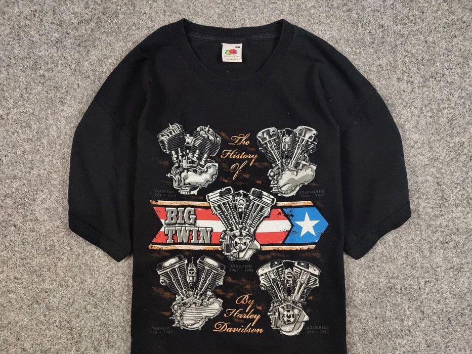 Harley Davidson Vintage 00's Harley Davidson The History of Big Twin T shirt Size US L / EU 52-54 / 3 - 3 Thumbnail