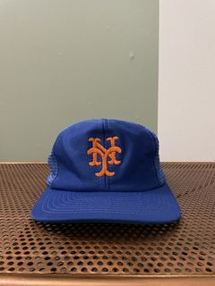 Retro New York Mets Fathead Mens Trucker Hat Navy Snapback