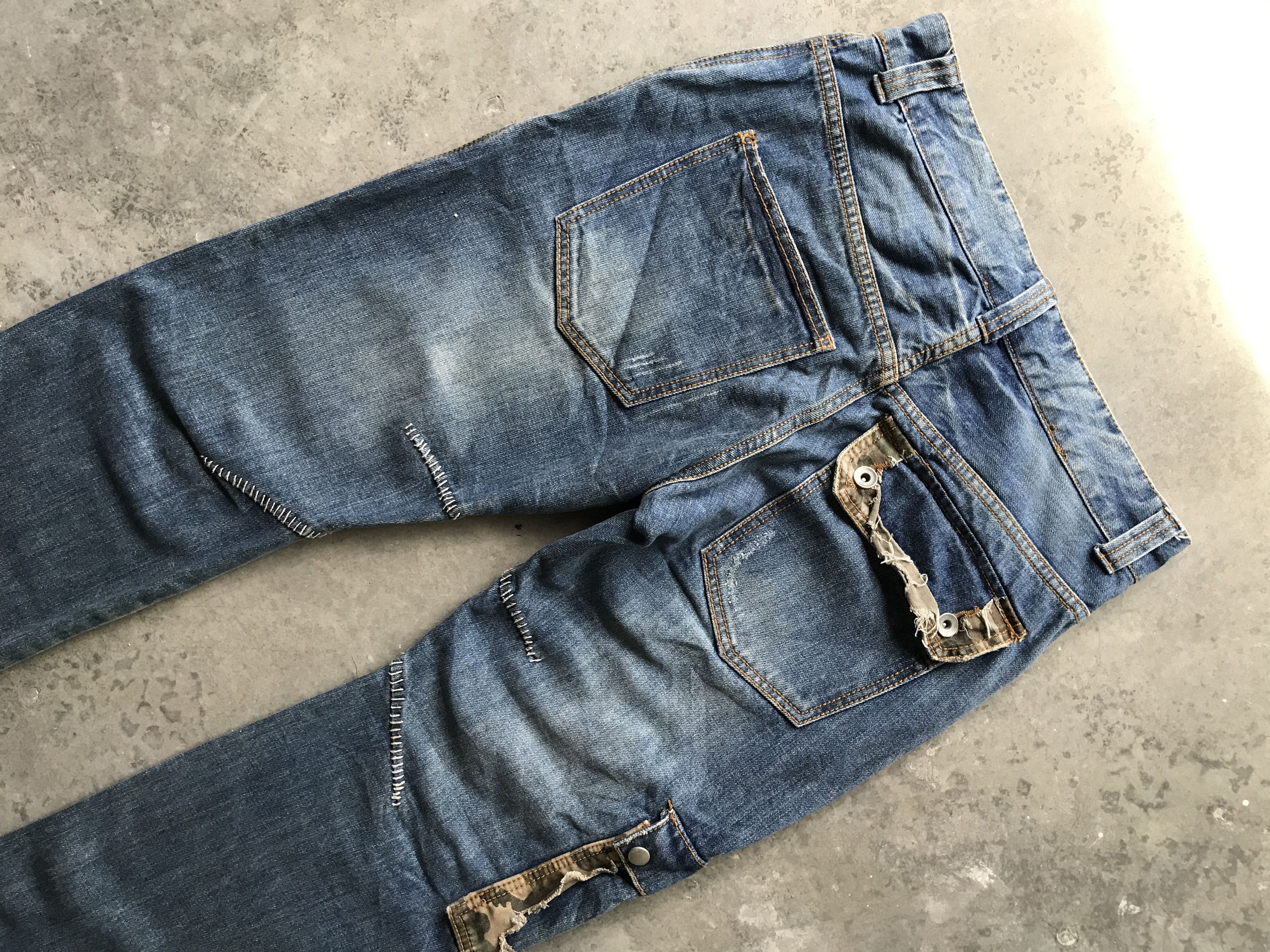 Japanese Brand TWENTY WORKS Japan Distressed Cargo denim Size US 31 - 14 Thumbnail