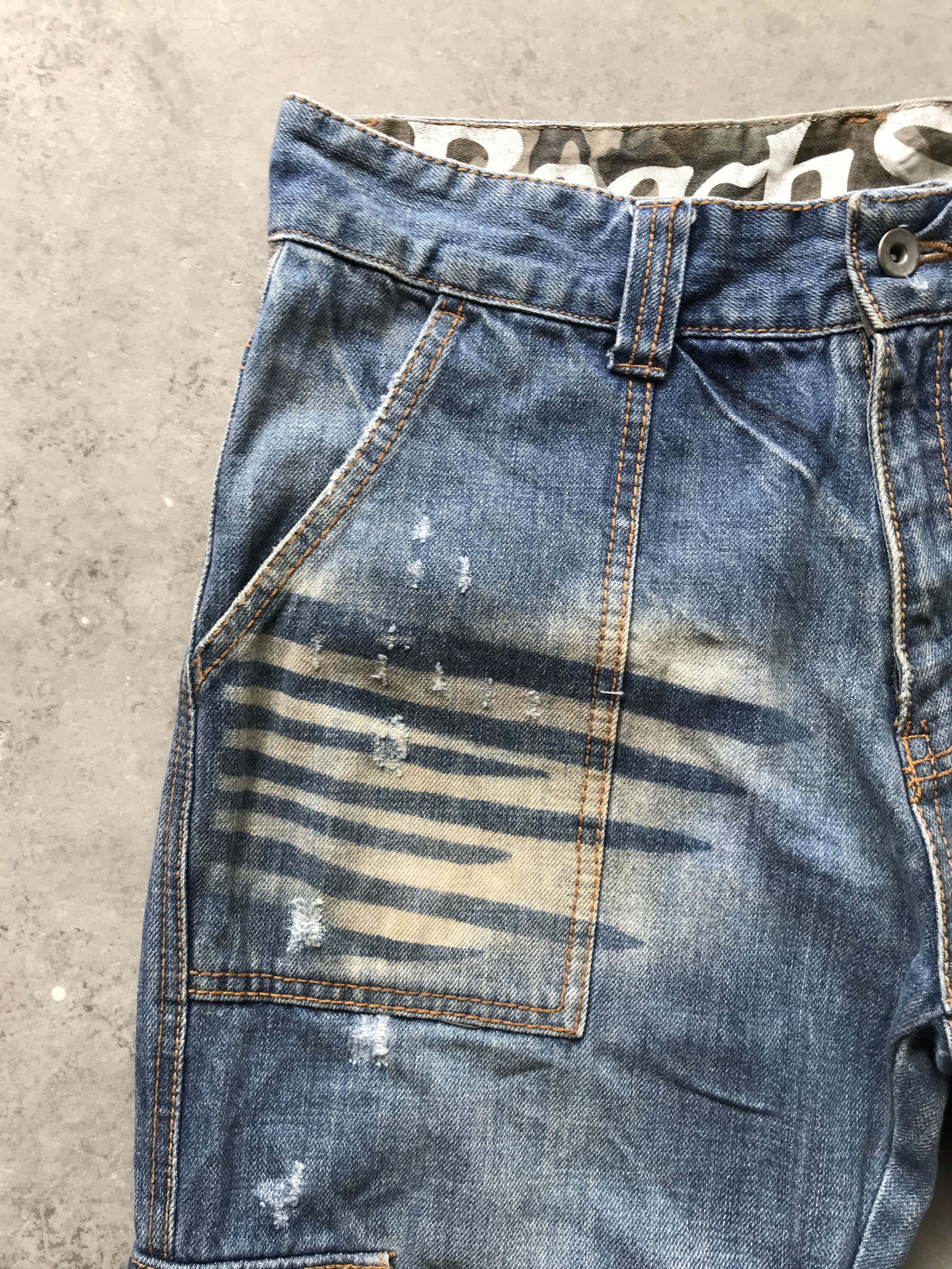 Japanese Brand TWENTY WORKS Japan Distressed Cargo denim Size US 31 - 9 Thumbnail