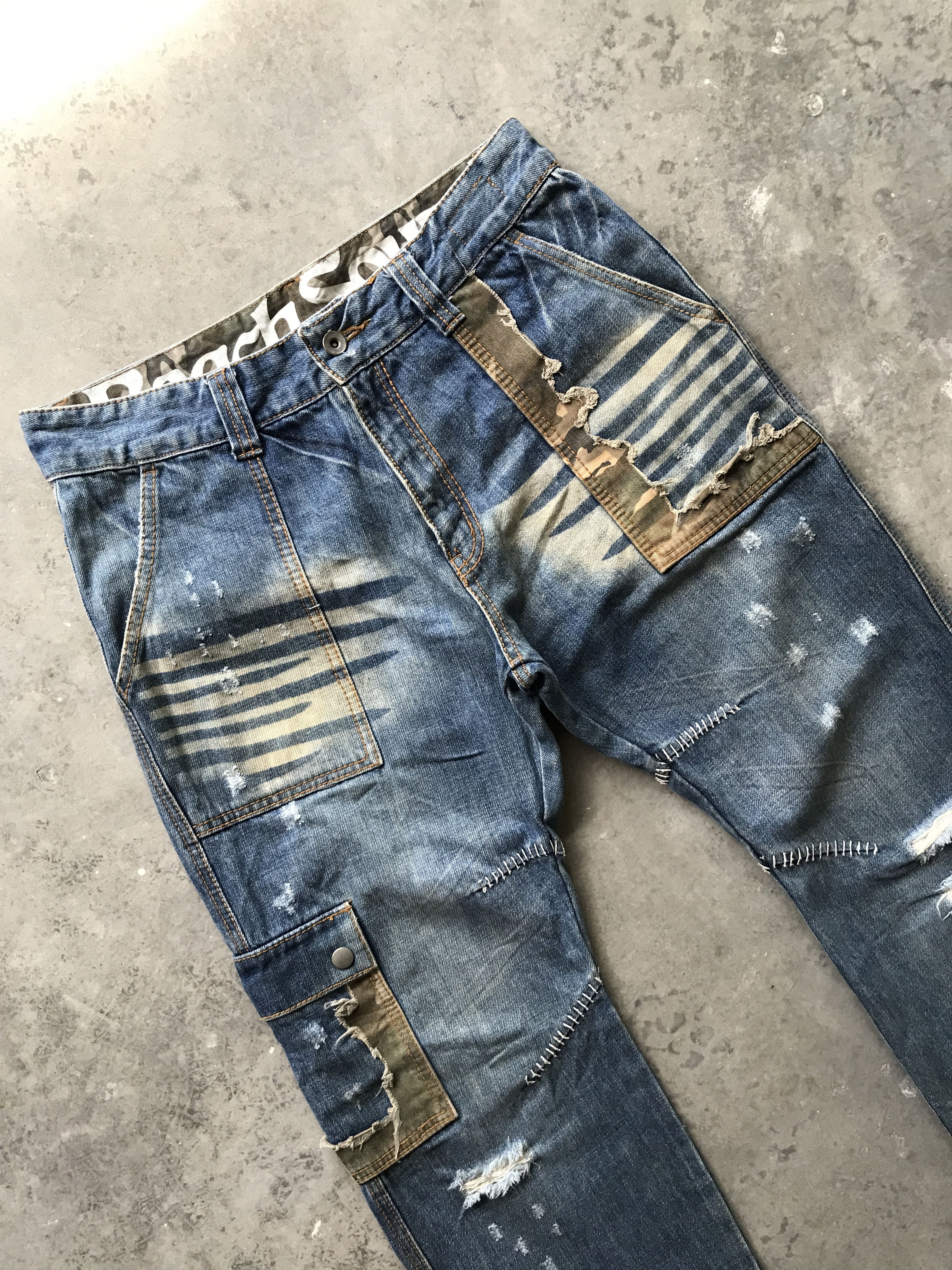 Japanese Brand TWENTY WORKS Japan Distressed Cargo denim Size US 31 - 4 Thumbnail