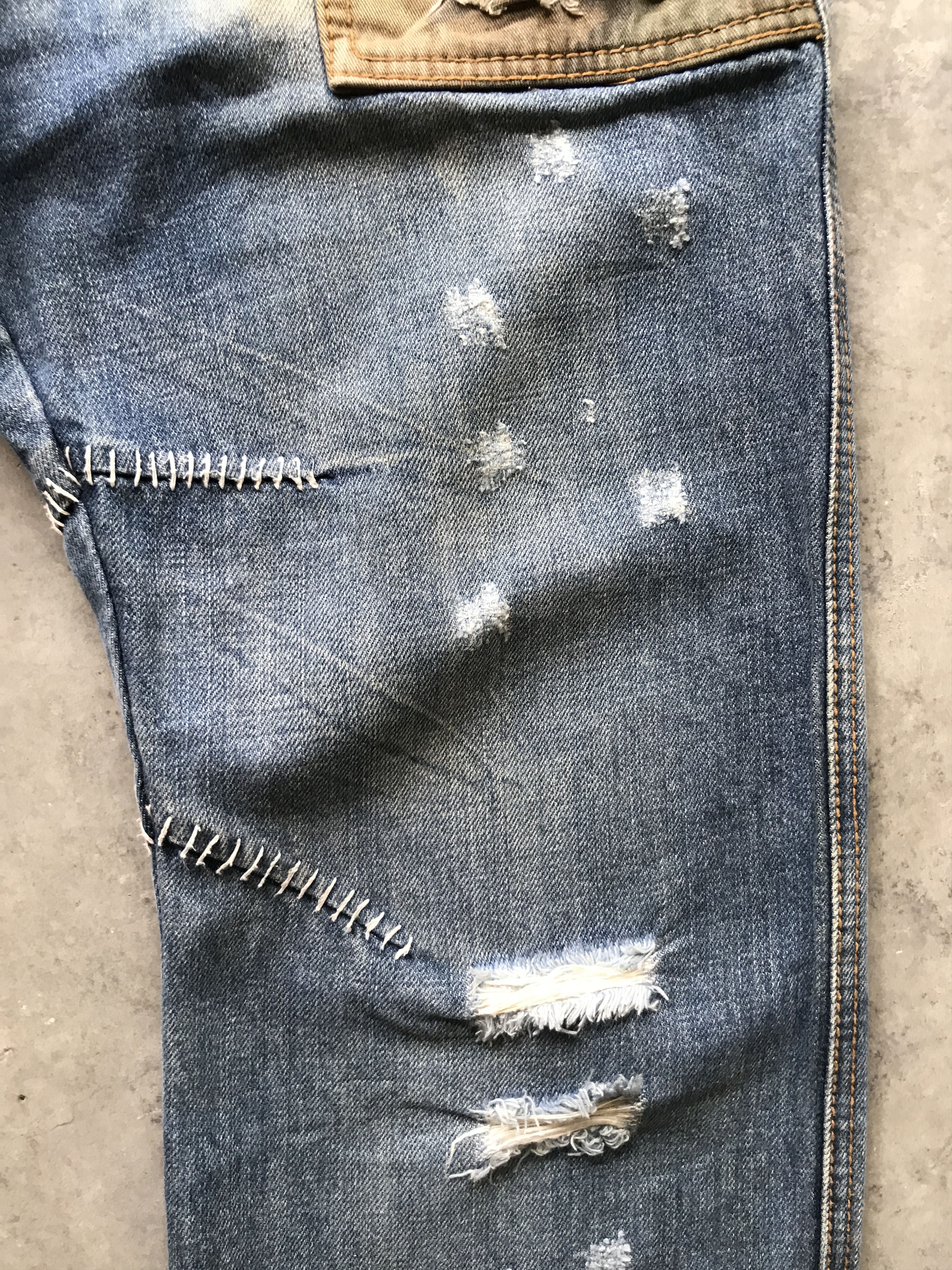 Japanese Brand TWENTY WORKS Japan Distressed Cargo denim Size US 31 - 7 Thumbnail