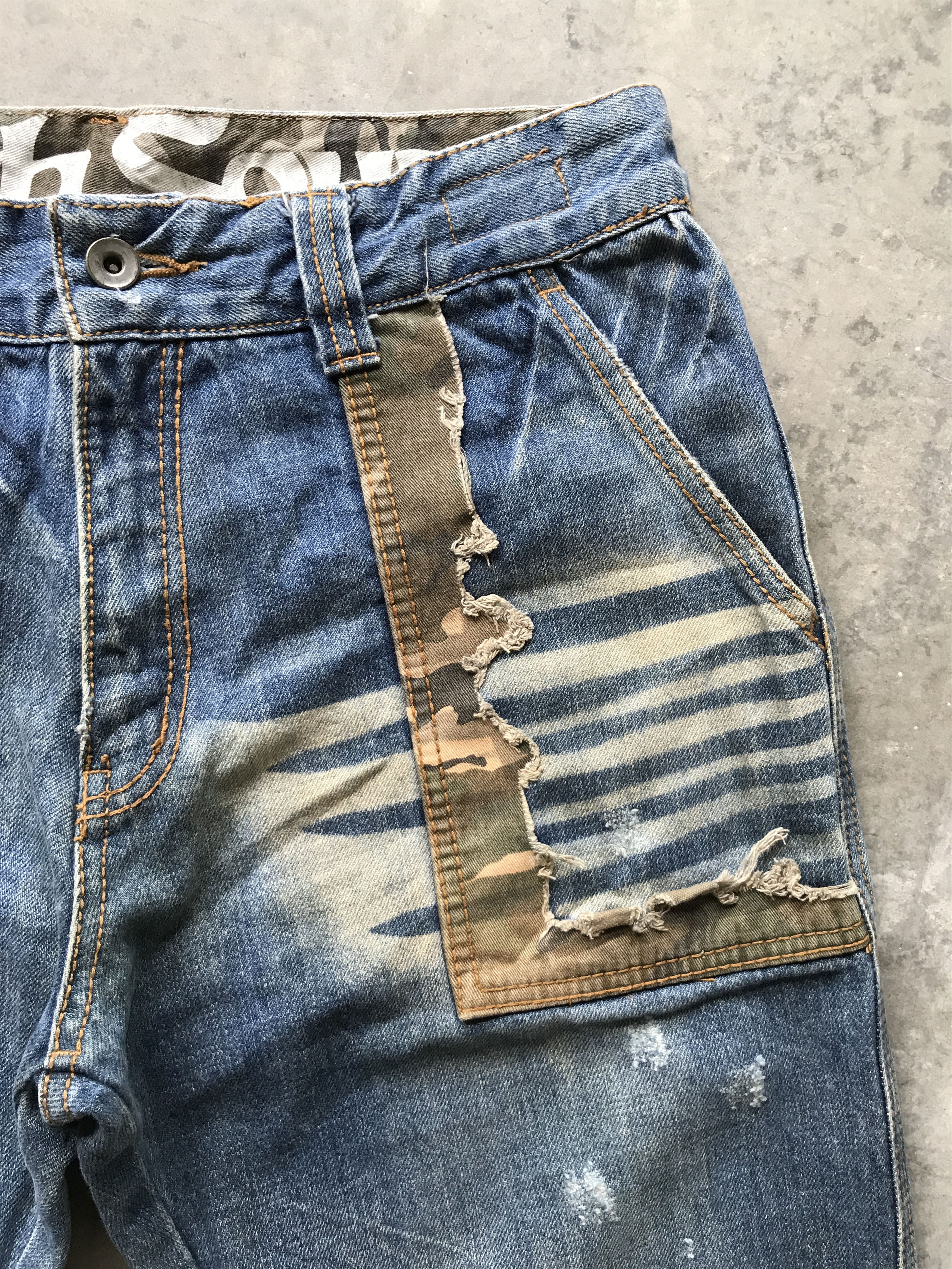 Japanese Brand TWENTY WORKS Japan Distressed Cargo denim Size US 31 - 8 Thumbnail