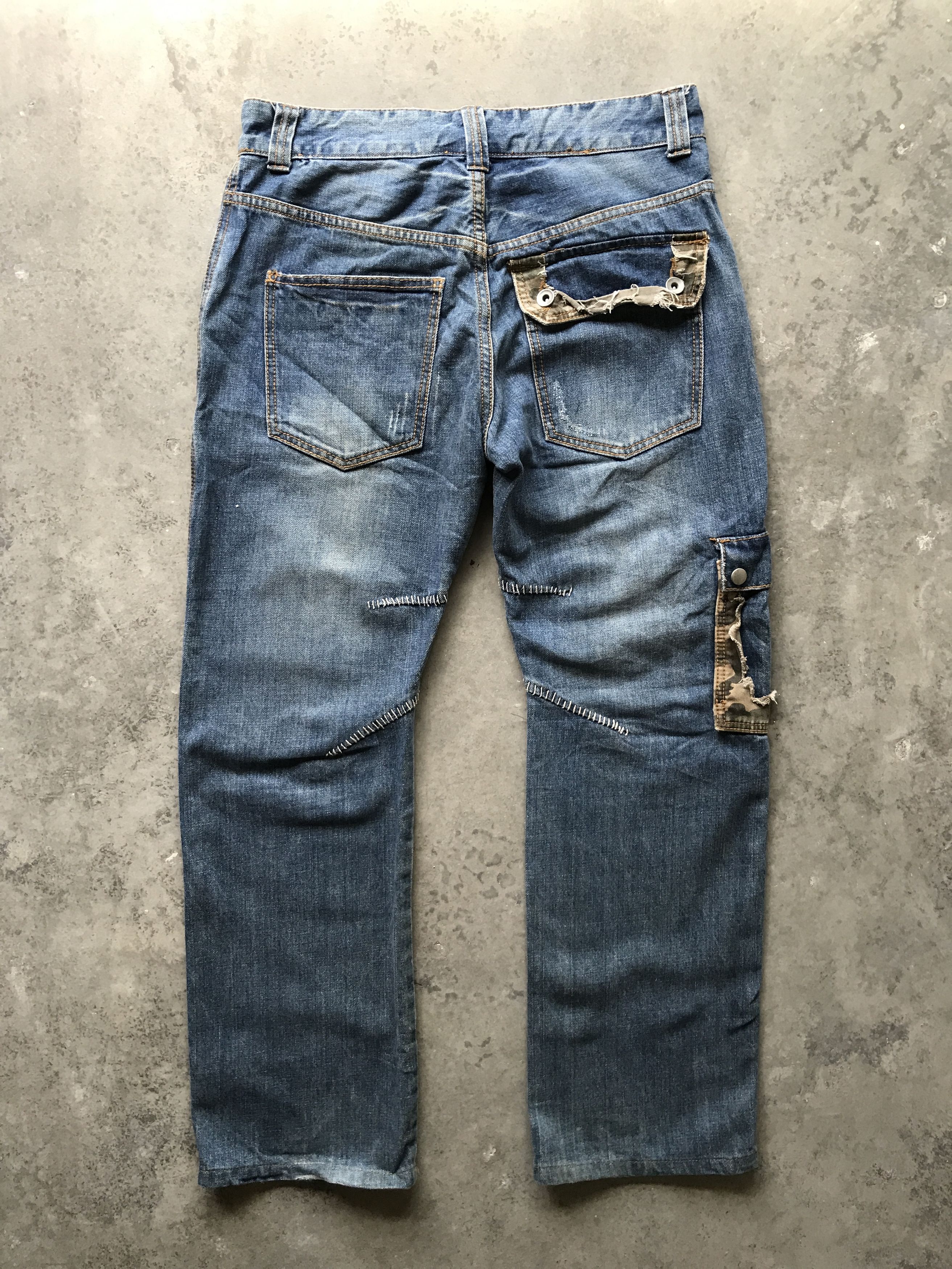 Japanese Brand TWENTY WORKS Japan Distressed Cargo denim Size US 31 - 13 Thumbnail