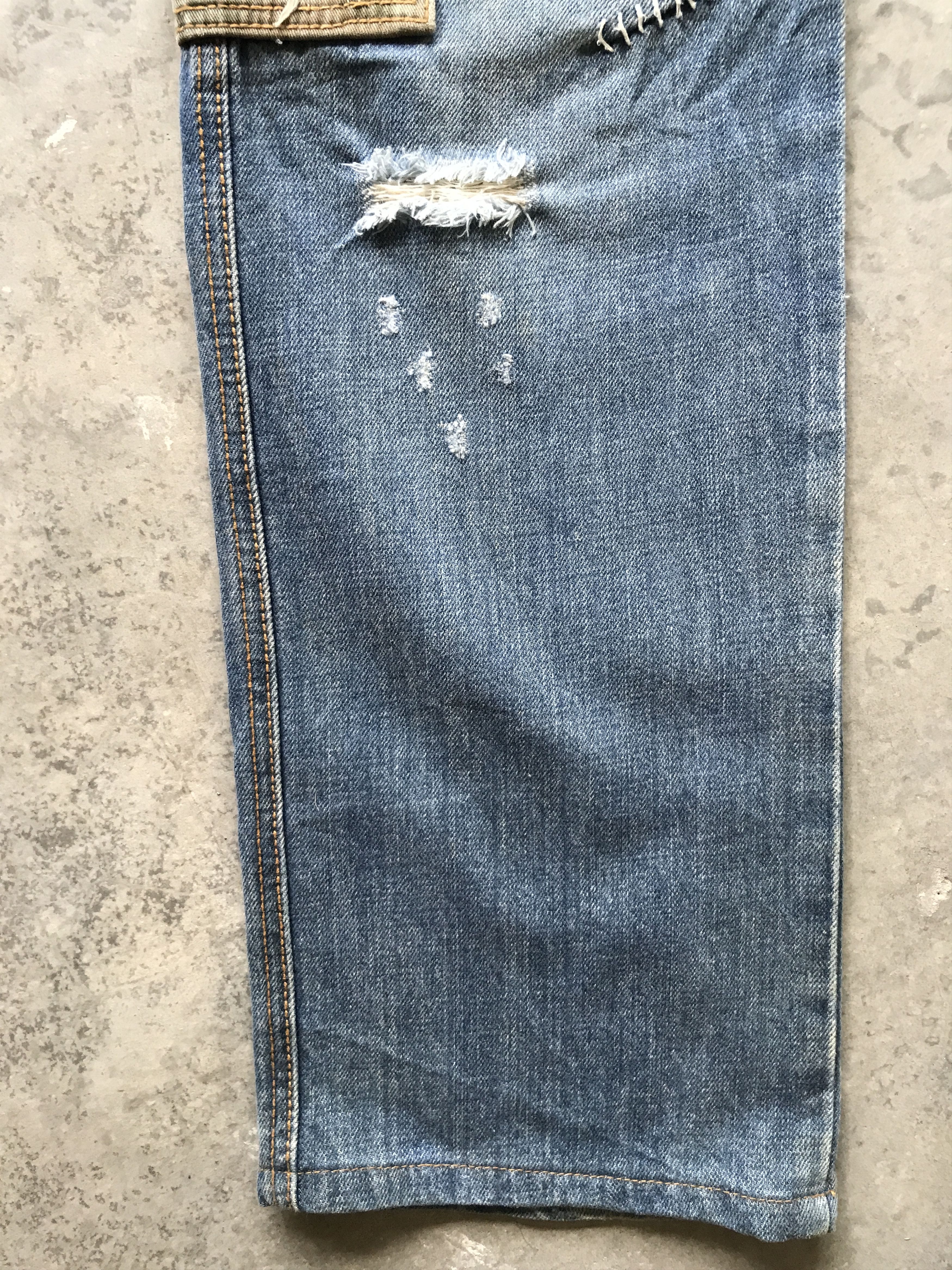 Japanese Brand TWENTY WORKS Japan Distressed Cargo denim Size US 31 - 11 Thumbnail