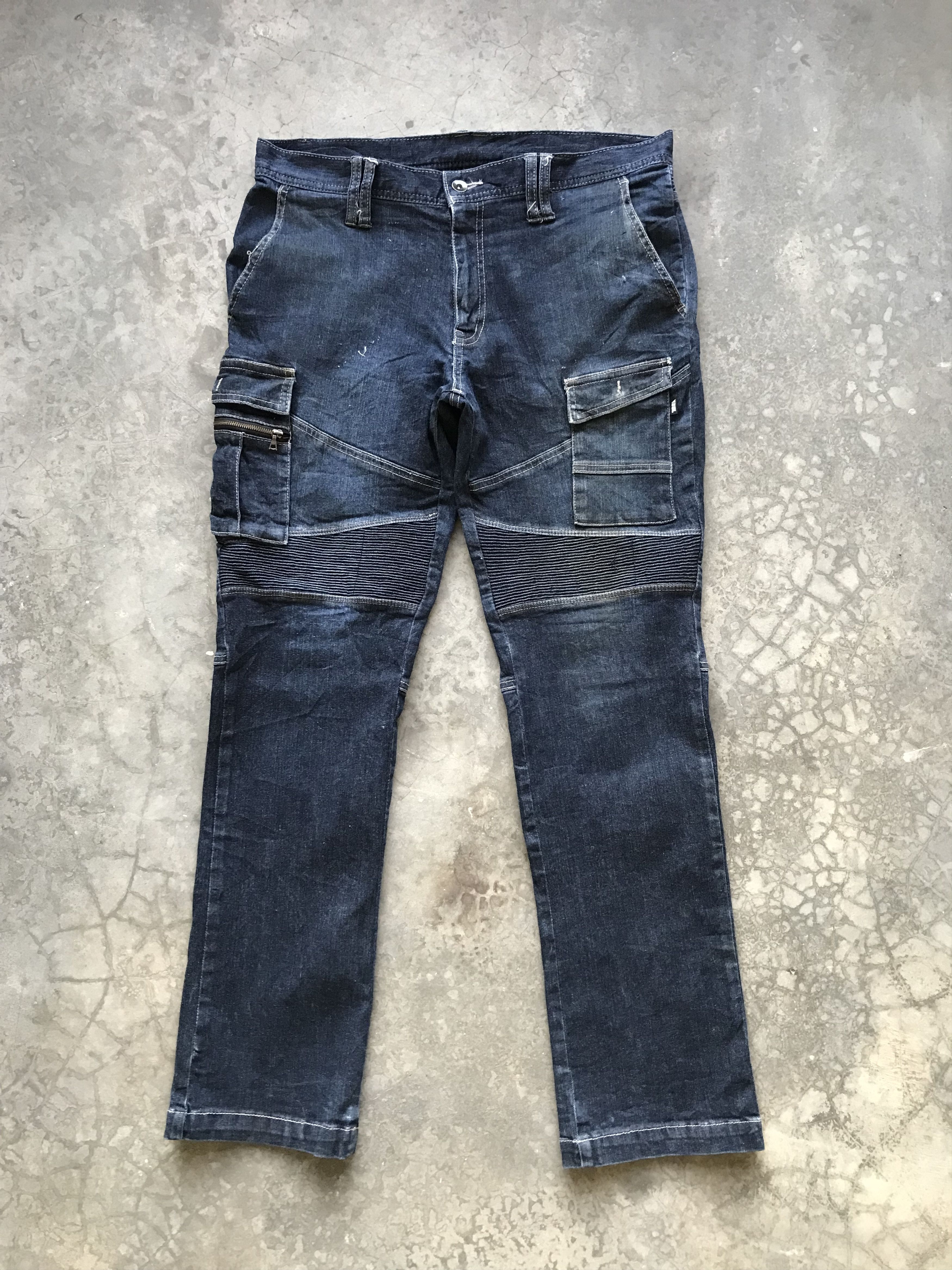 Japanese Brand TORA Biker Style Stretchable Multipockets Skinny Pant Size US 35 - 3 Thumbnail