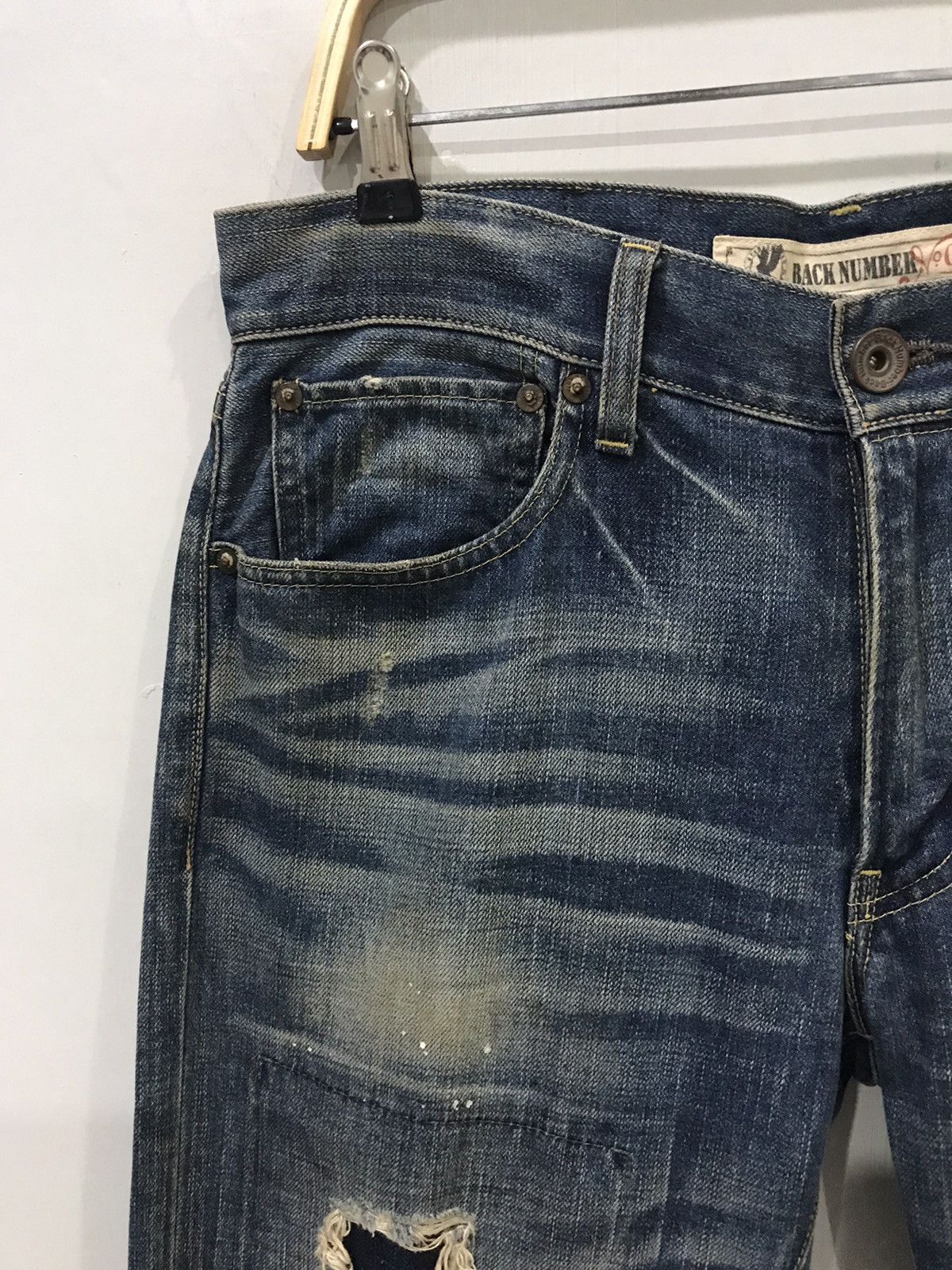 Designer × Japanese Brand BACK NUMBER Japan Street Fashion Distressed Painter Denim Size US 33 - 5 Thumbnail