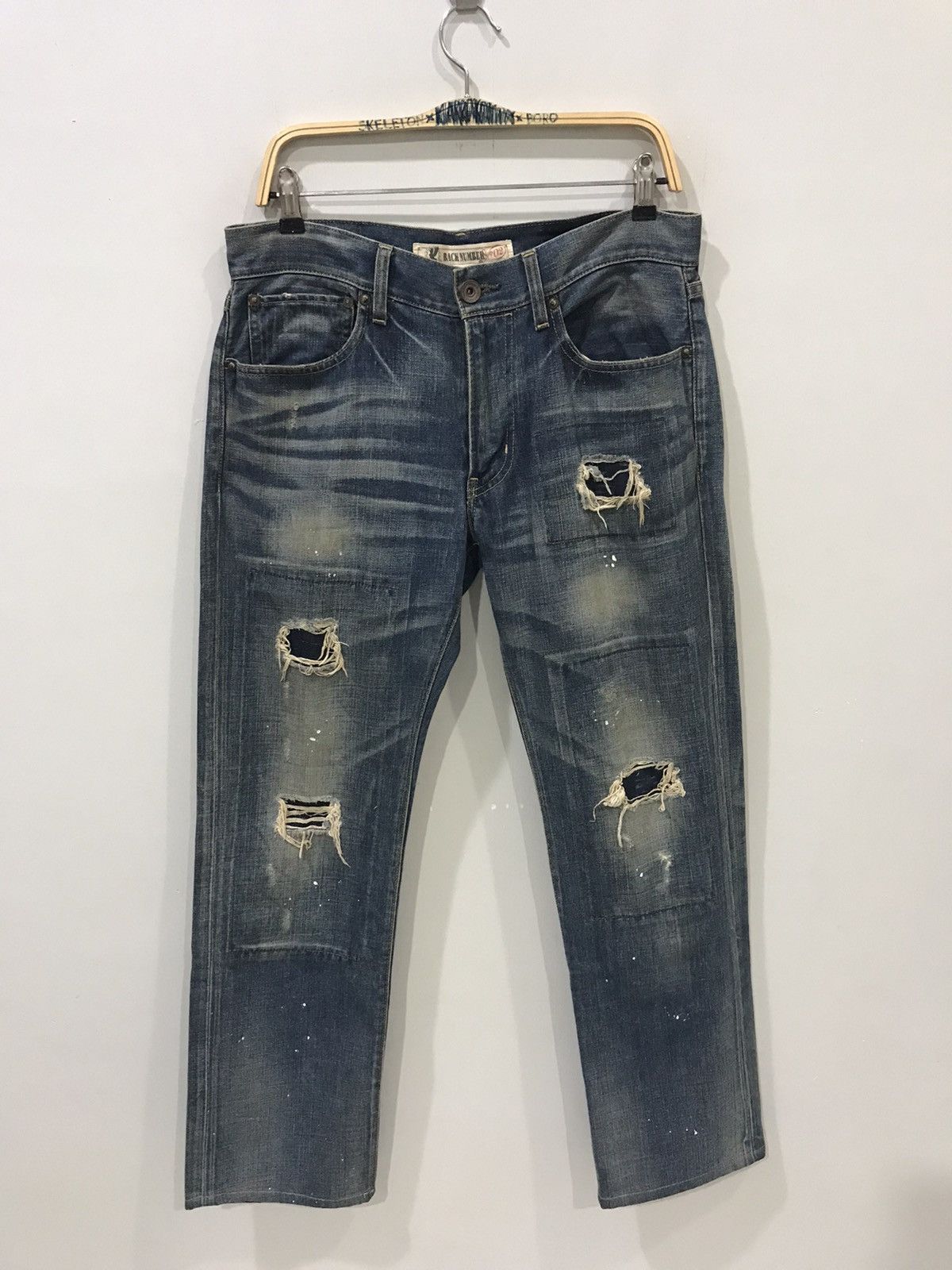 Designer × Japanese Brand BACK NUMBER Japan Street Fashion Distressed Painter Denim Size US 33 - 3 Thumbnail
