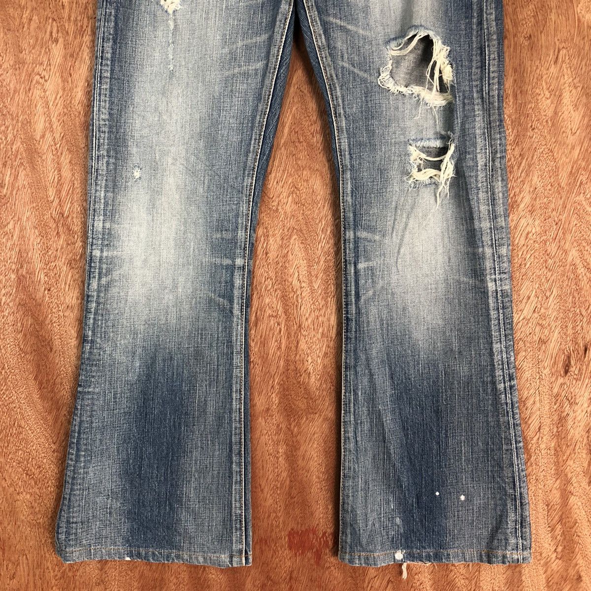 Vintage Edwin Ripped Distressed Flared Denim