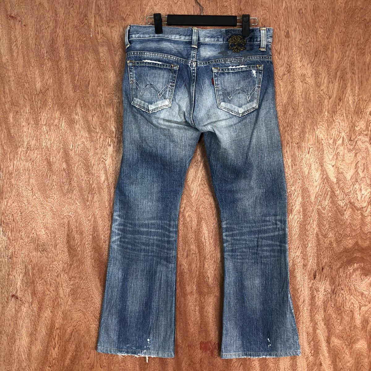 Vintage Edwin Ripped Distressed Flared Denim