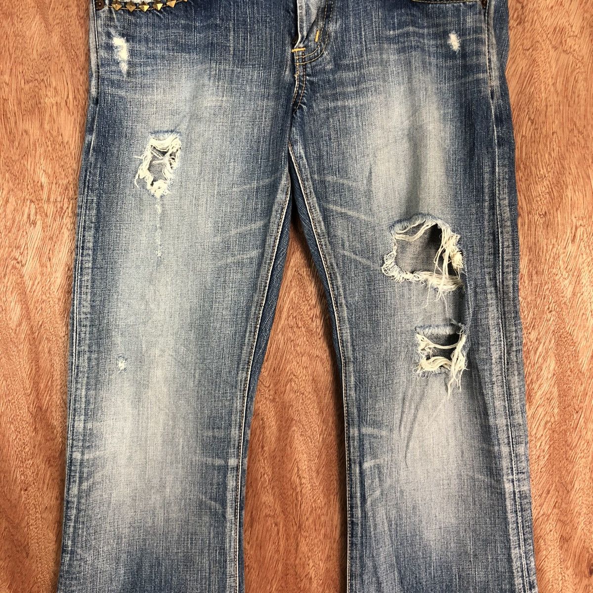 Vintage Edwin Ripped Distressed Flared Denim