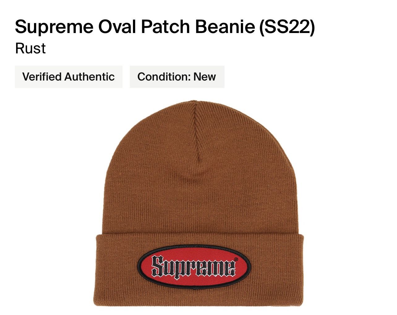 Supreme Supreme Oval Logo Beanie Rust Size ONE SIZE - 2 Thumbnail