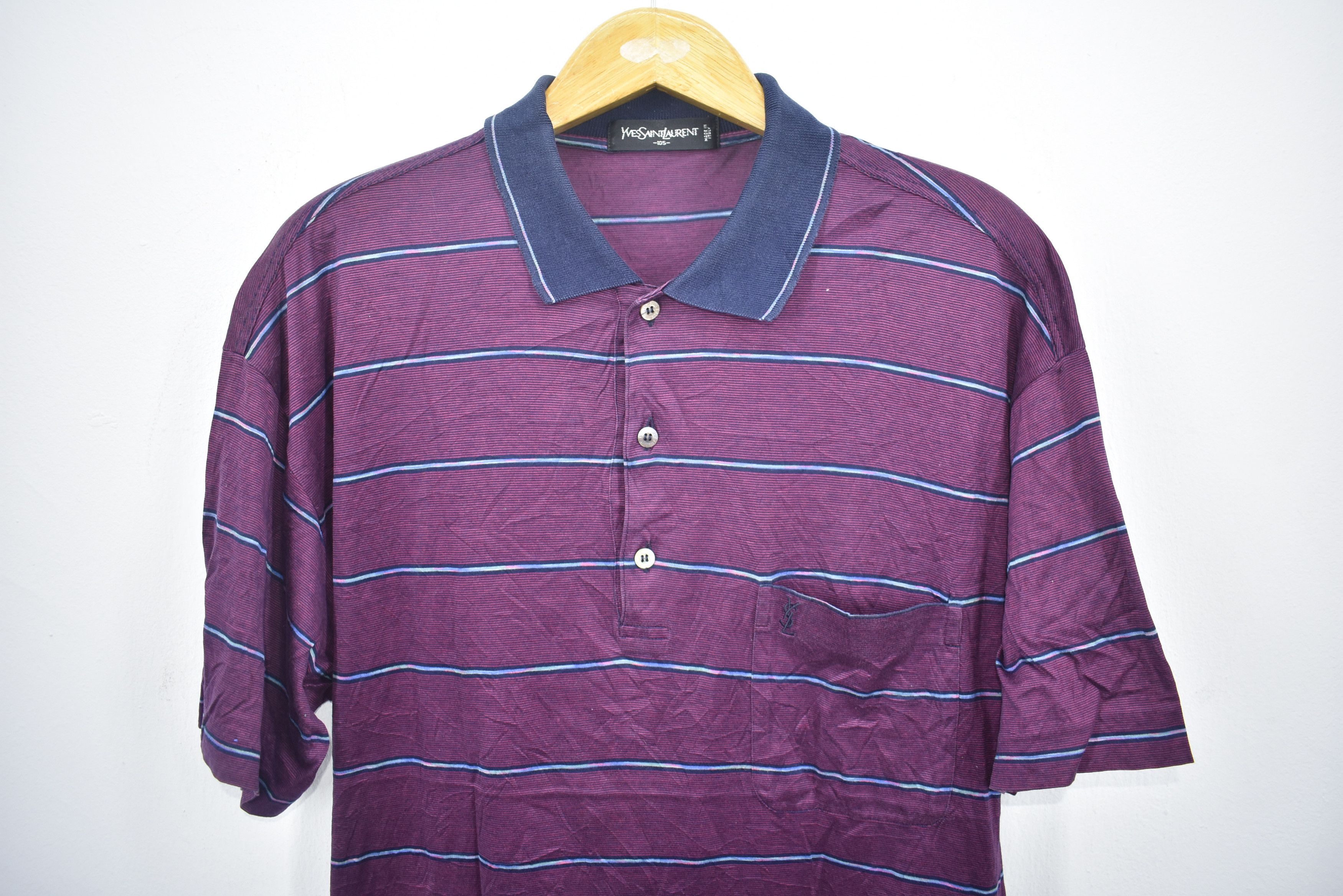 Vintage × Yves Saint Laurent YSL Stripe Polo Shirt Large Size US L / EU 52-54 / 3 - 2 Thumbnail