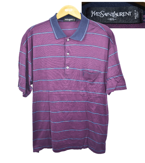 Vintage × Yves Saint Laurent YSL Stripe Polo Shirt Large Size US L / EU 52-54 / 3 - 1 Thumbnail