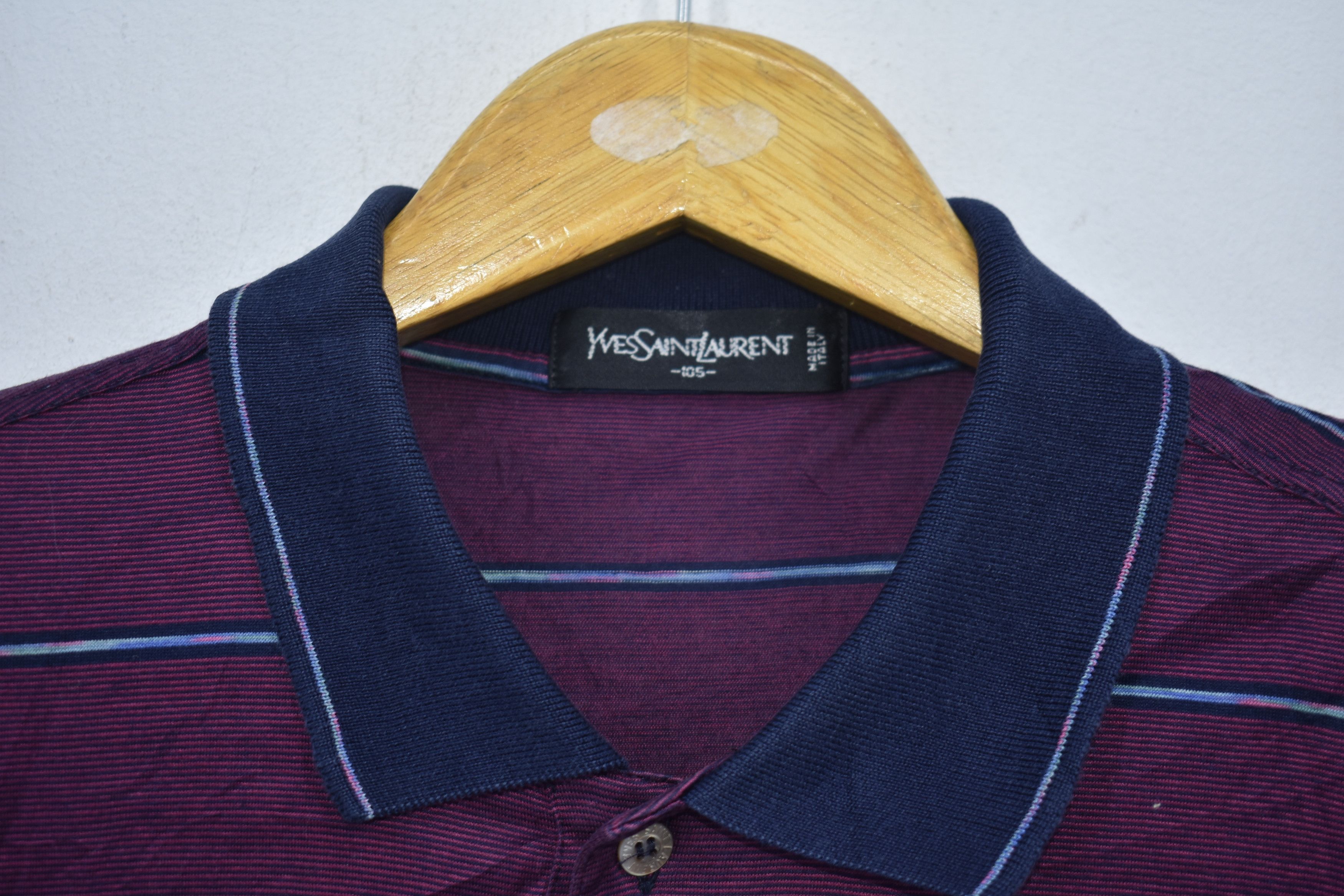 Vintage × Yves Saint Laurent YSL Stripe Polo Shirt Large Size US L / EU 52-54 / 3 - 4 Thumbnail