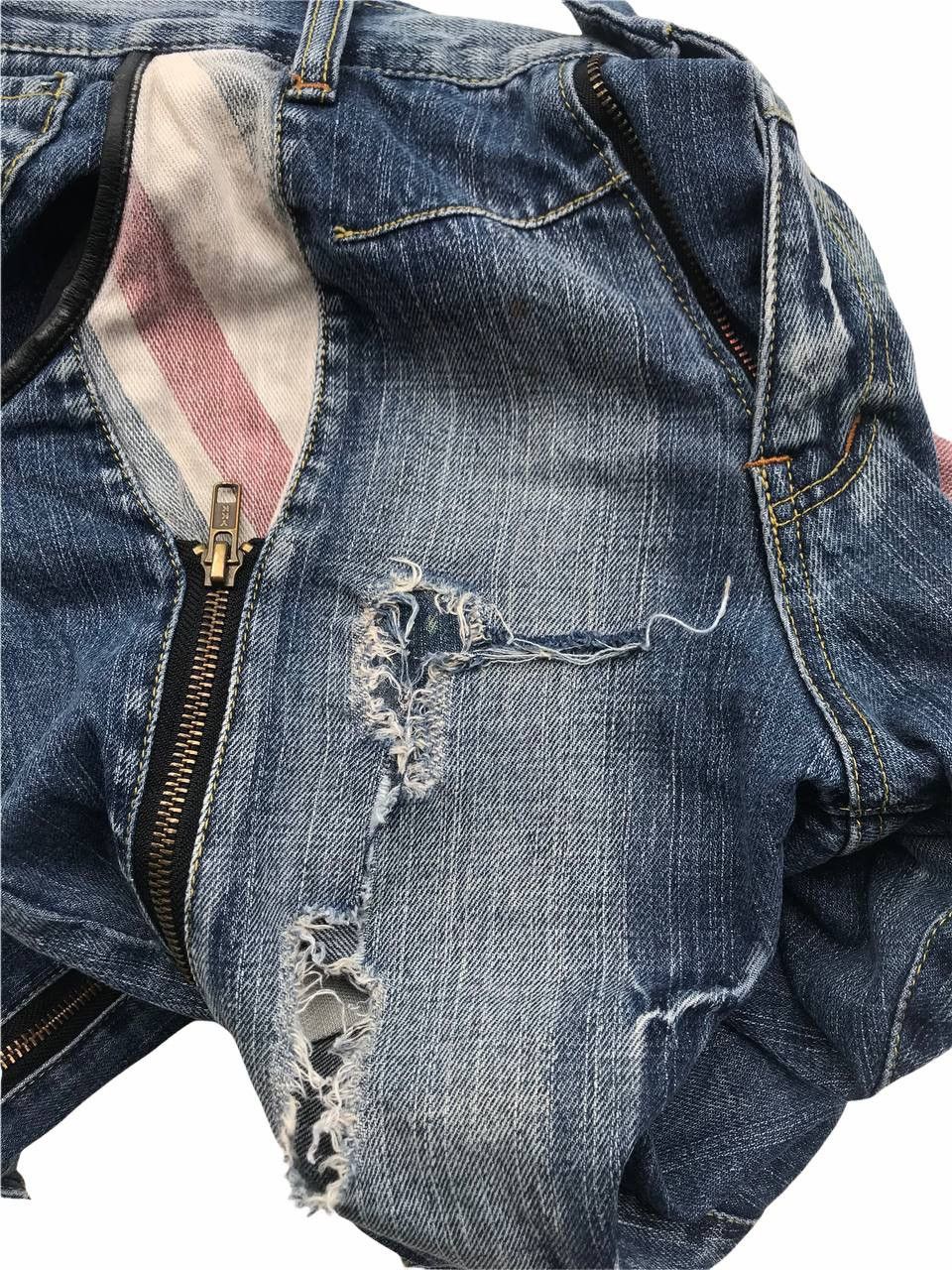 If Six Was Nine Unbrand Distressed Zipper Denim Fashion Pants Size US 30 / EU 46 - 7 Thumbnail