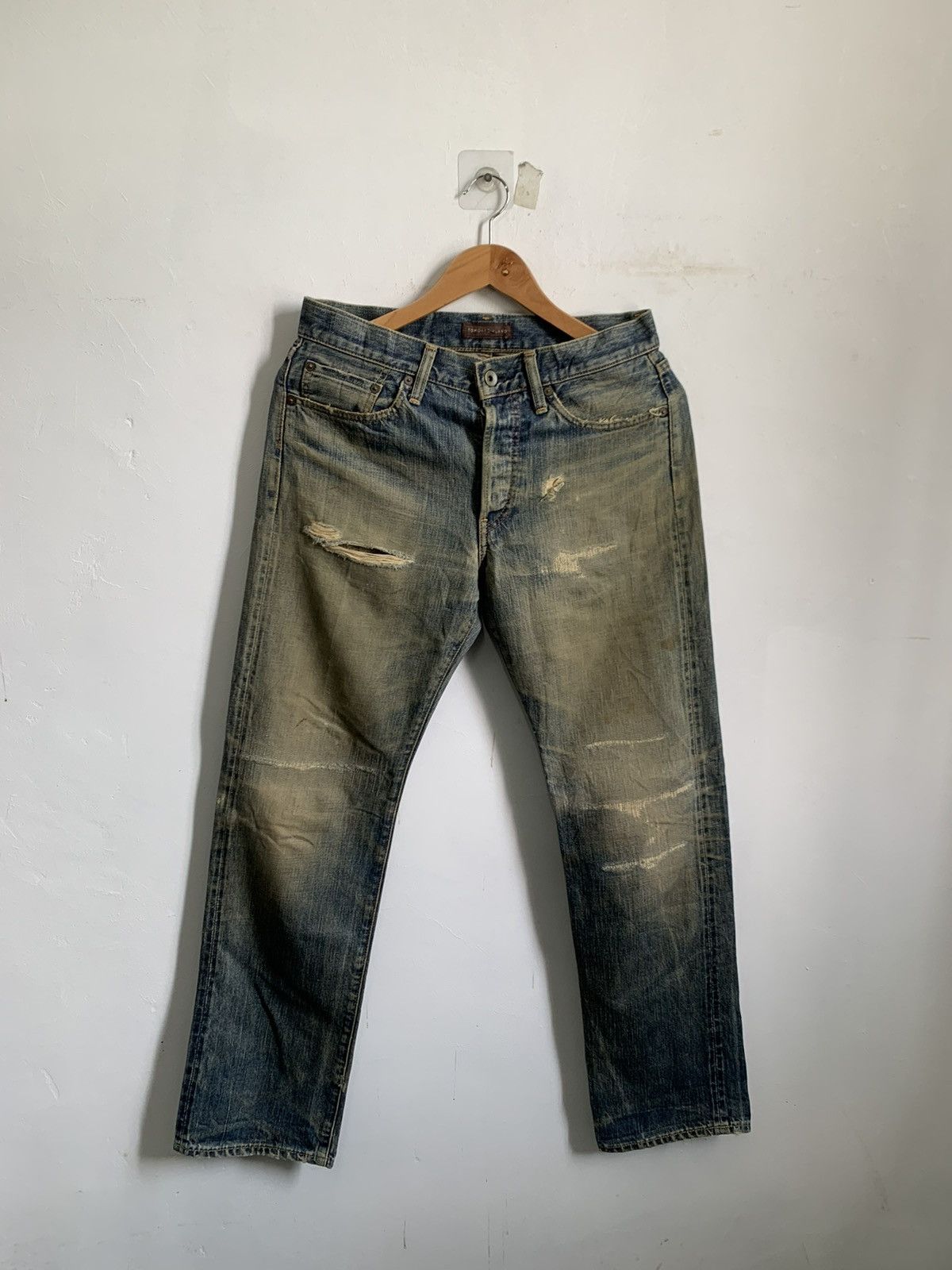 Japanese Brand Tomorrowland Selvedge Distressed Jeans Denim Mix8 Size US 31 - 1 Thumbnail