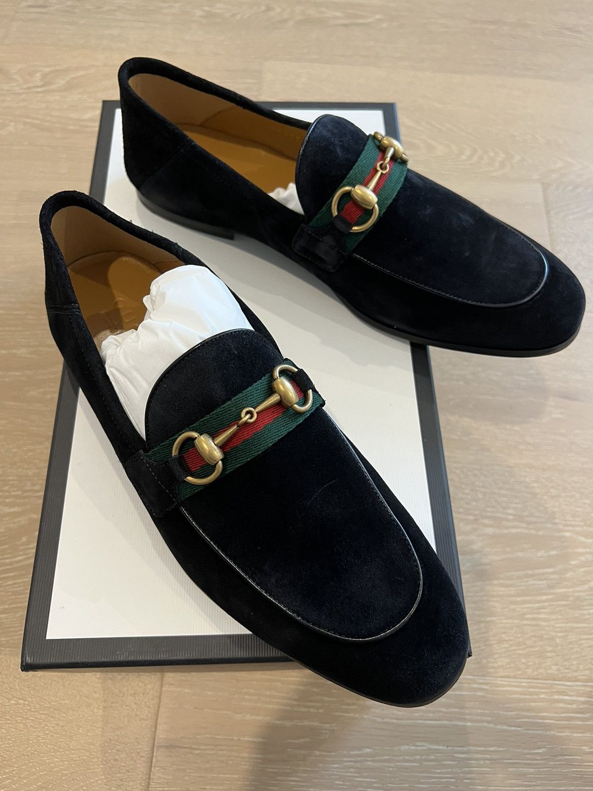 Gucci Gucci Suede Horsebit Loafer with Web Shoes | Grailed