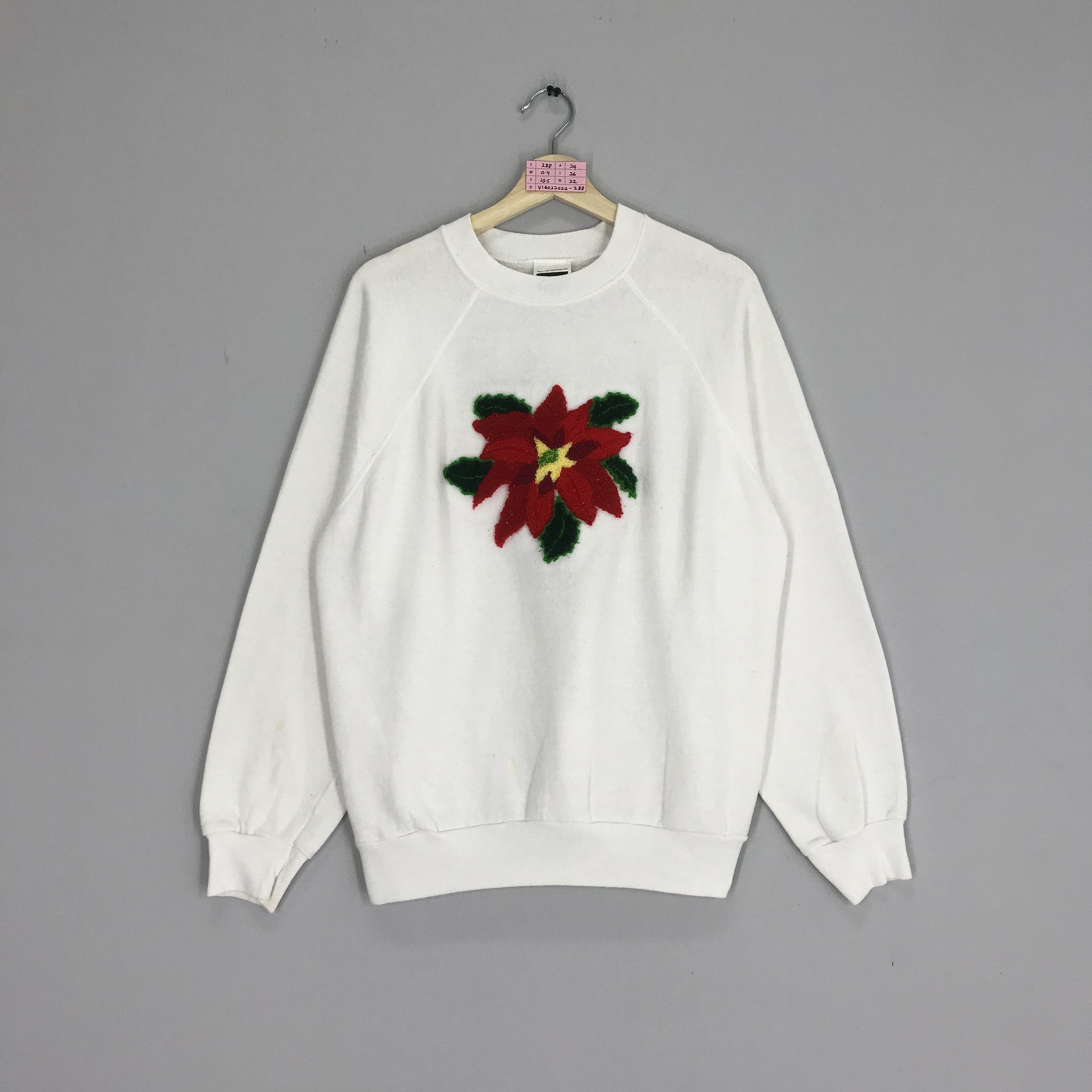Tultex Vintage 90s Poinsettia Flower Graphic Sweatshirt Size US L / EU 52-54 / 3 - 1 Thumbnail
