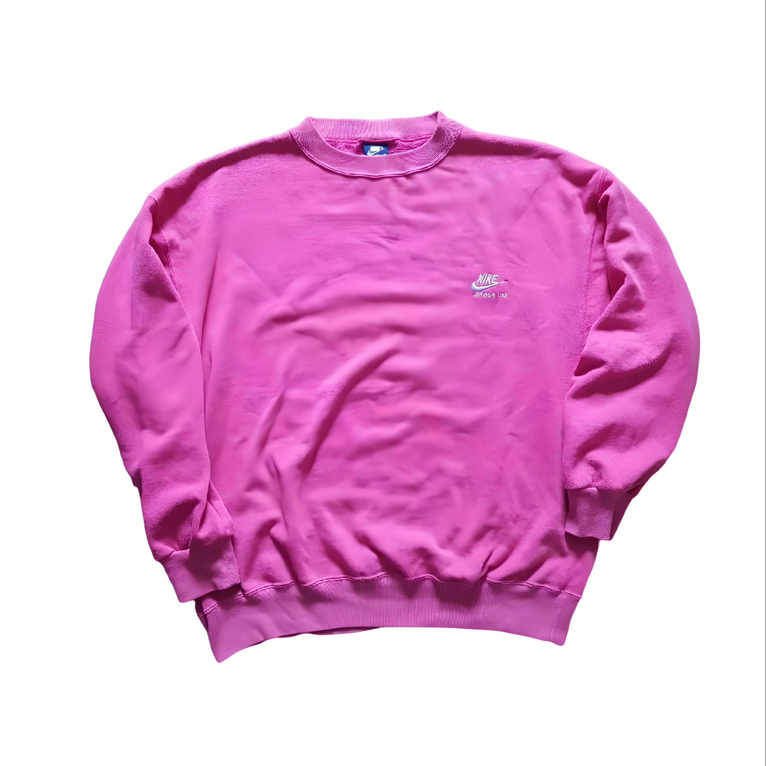 Nike × Vintage Vintage Nike 80s Rare Pink Crewneck Sweatshirt Size US L / EU 52-54 / 3 - 1 Thumbnail