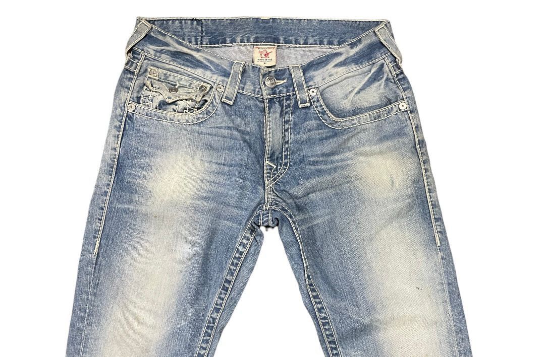 True Religion True Religion Stonewash Relaxed World Tour Straigt Jeans Size US 33 - 6 Thumbnail