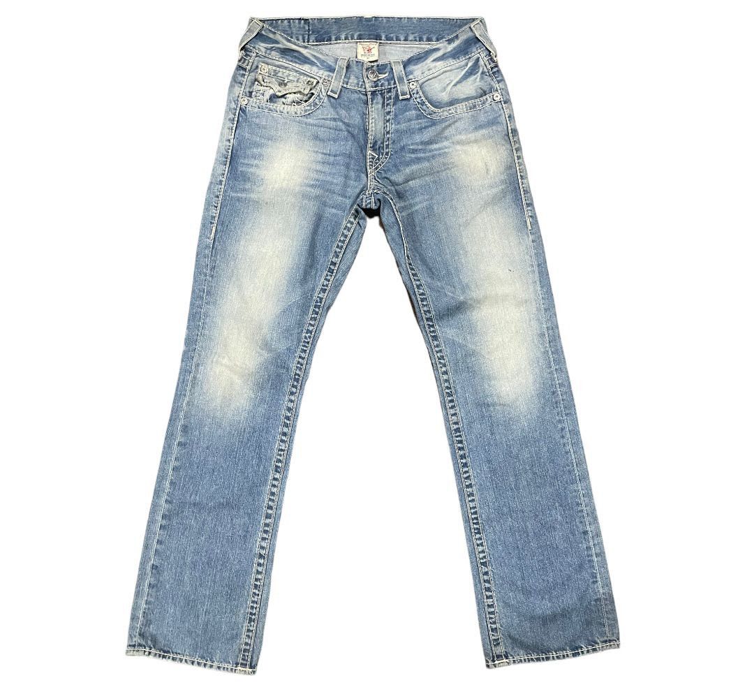 True Religion True Religion Stonewash Relaxed World Tour Straigt Jeans Size US 33 - 1 Thumbnail