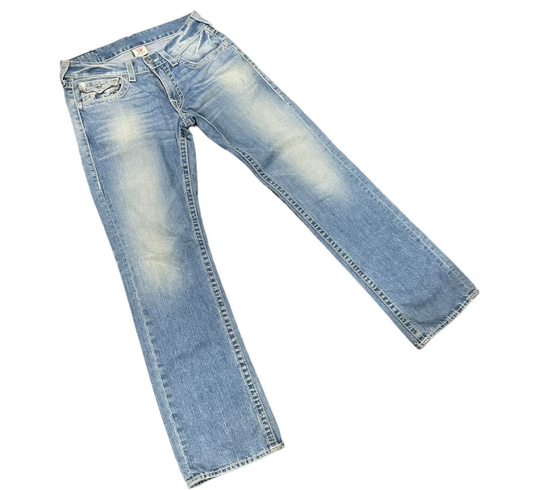 True Religion True Religion Stonewash Relaxed World Tour Straigt Jeans Size US 33 - 5 Thumbnail