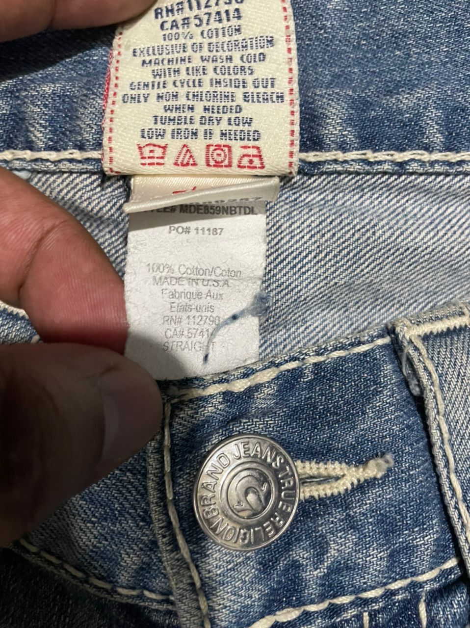 True Religion True Religion Stonewash Relaxed World Tour Straigt Jeans Size US 33 - 12 Thumbnail