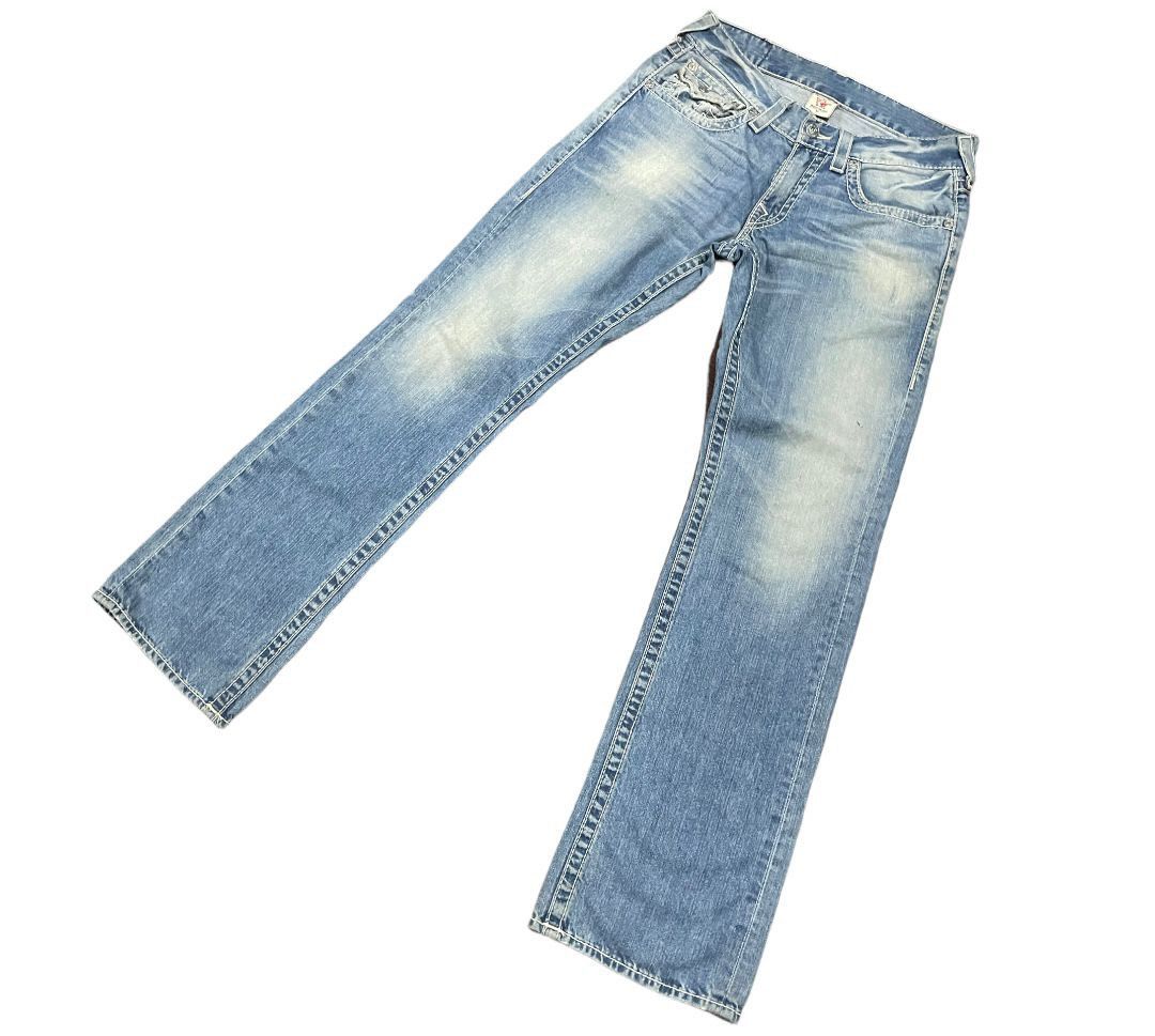 True Religion True Religion Stonewash Relaxed World Tour Straigt Jeans Size US 33 - 4 Thumbnail