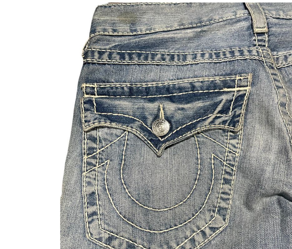 True Religion True Religion Stonewash Relaxed World Tour Straigt Jeans Size US 33 - 10 Thumbnail