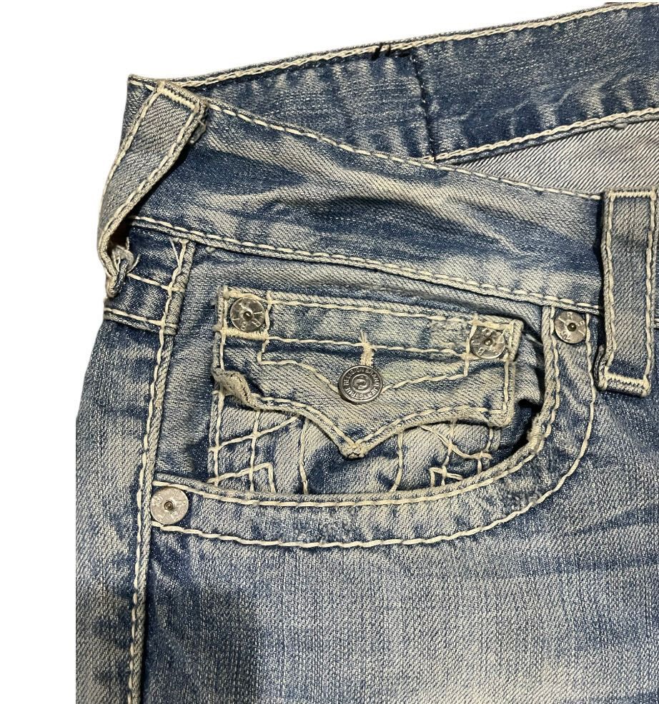 True Religion True Religion Stonewash Relaxed World Tour Straigt Jeans Size US 33 - 7 Thumbnail