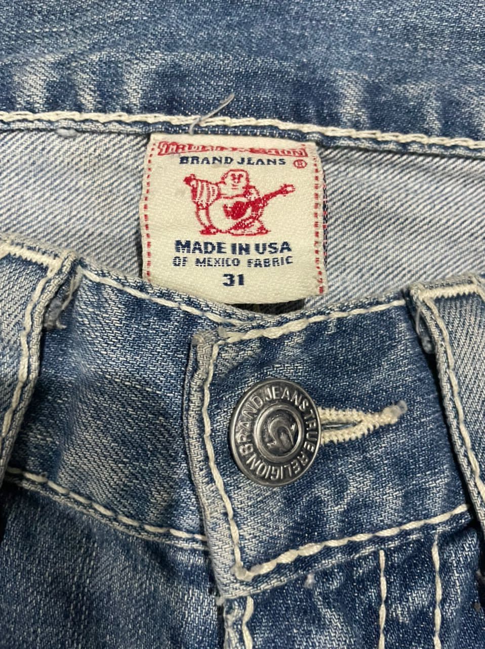 True Religion True Religion Stonewash Relaxed World Tour Straigt Jeans Size US 33 - 11 Thumbnail