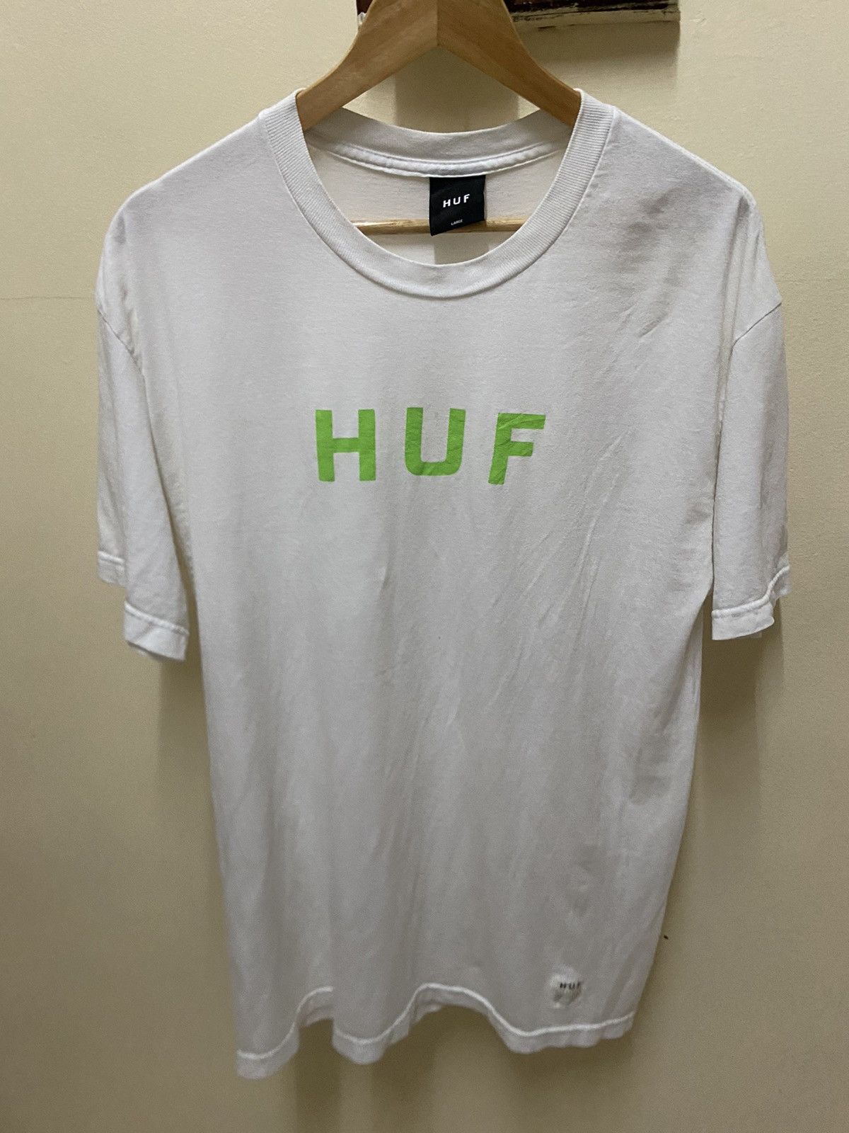 HUF Green Logo Tees Made in USA size L