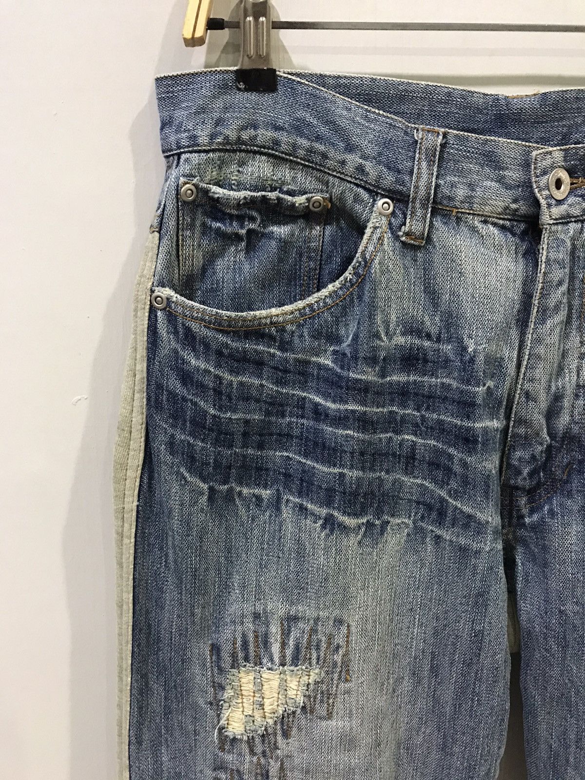Designer × Japanese Brand Gumu International Japan Distressd Hybrid Paint Fades Denim Size US 32 / EU 48 - 3 Thumbnail