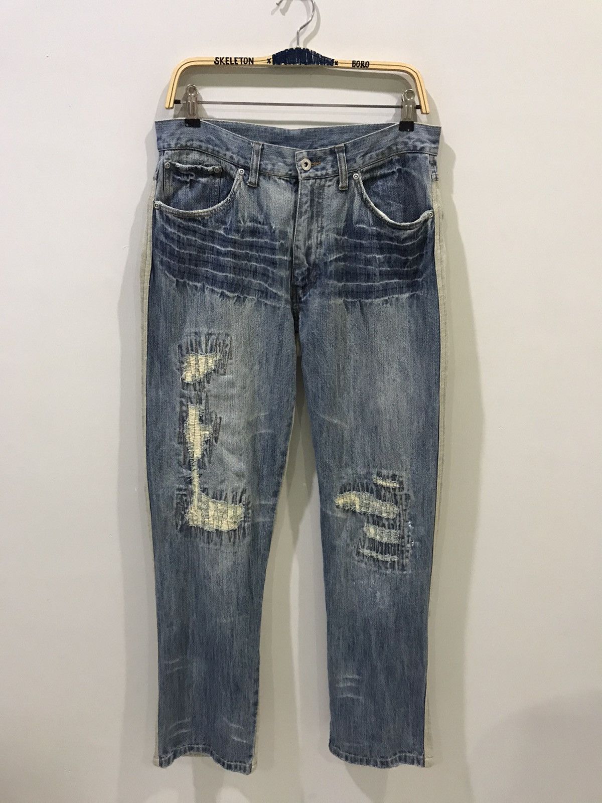 Designer × Japanese Brand Gumu International Japan Distressd Hybrid Paint Fades Denim Size US 32 / EU 48 - 1 Thumbnail