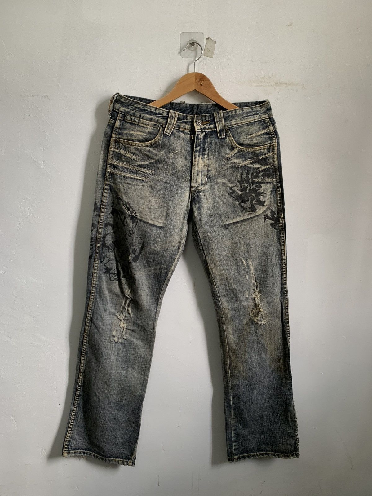 semanticdesign Semantic Design Flare Distressed Jeans Denim Mix8 Size US 32 / EU 48 - 1 Thumbnail