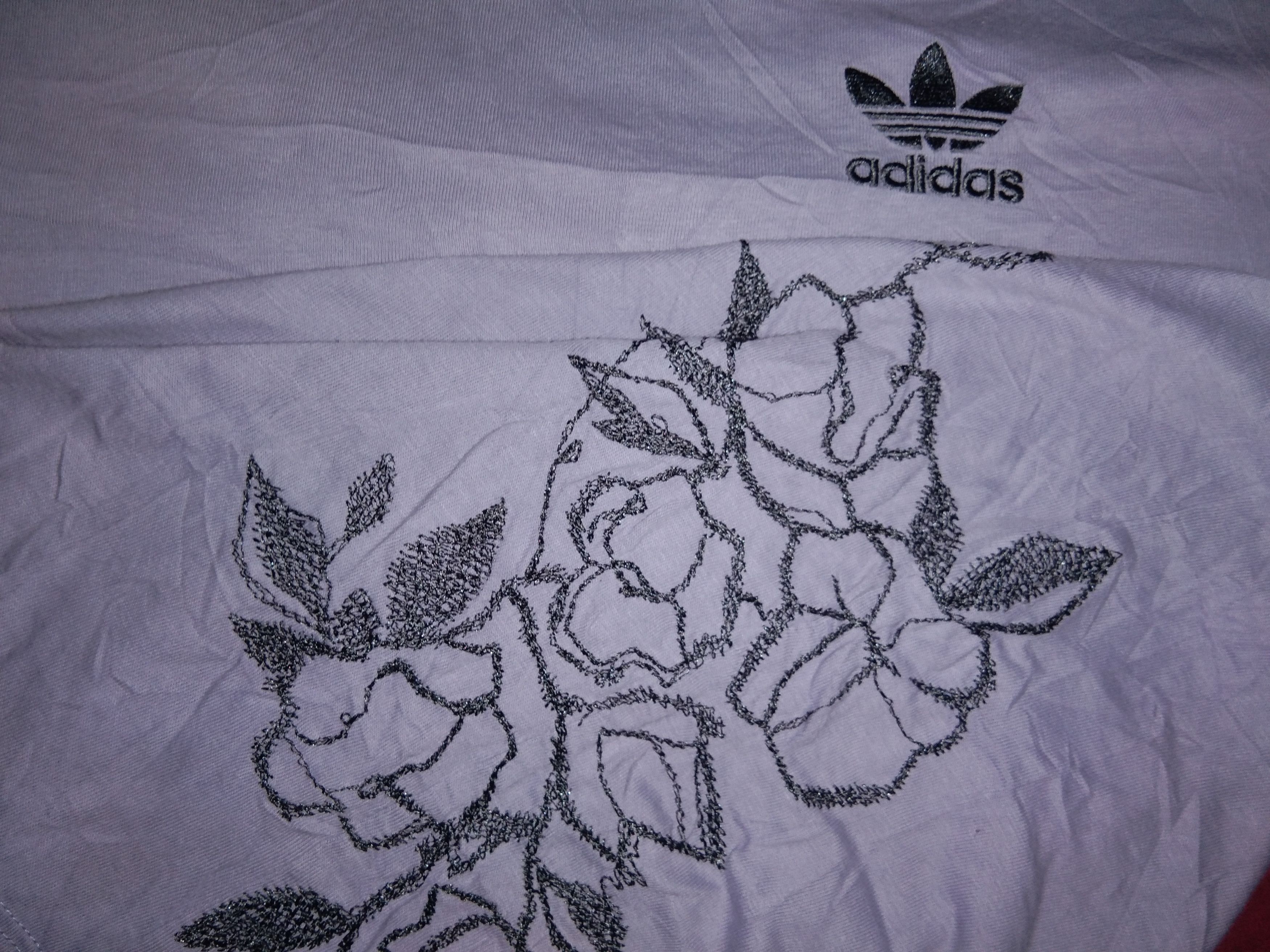 Adidas Adidas trefoil ringer embroidered flower floral tshirt women Size ONE SIZE - 4 Thumbnail