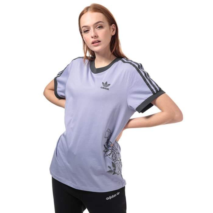 Adidas Adidas trefoil ringer embroidered flower floral tshirt women Size ONE SIZE - 1 Thumbnail
