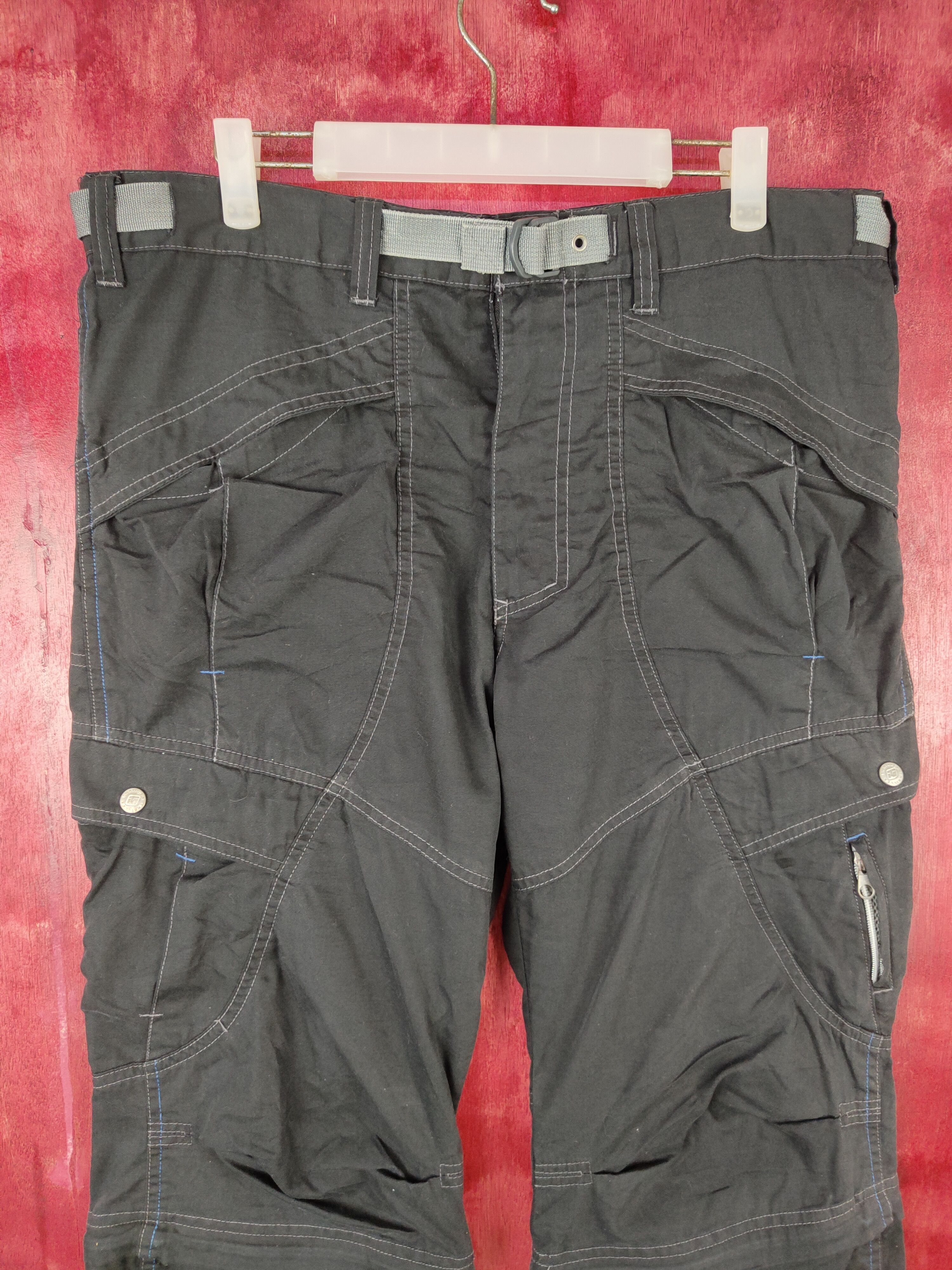 Japanese Brand × Vintage Japanese Brand Black Multi Pocket Tactical Cargo Pants #S498 Size US 35 - 2 Thumbnail