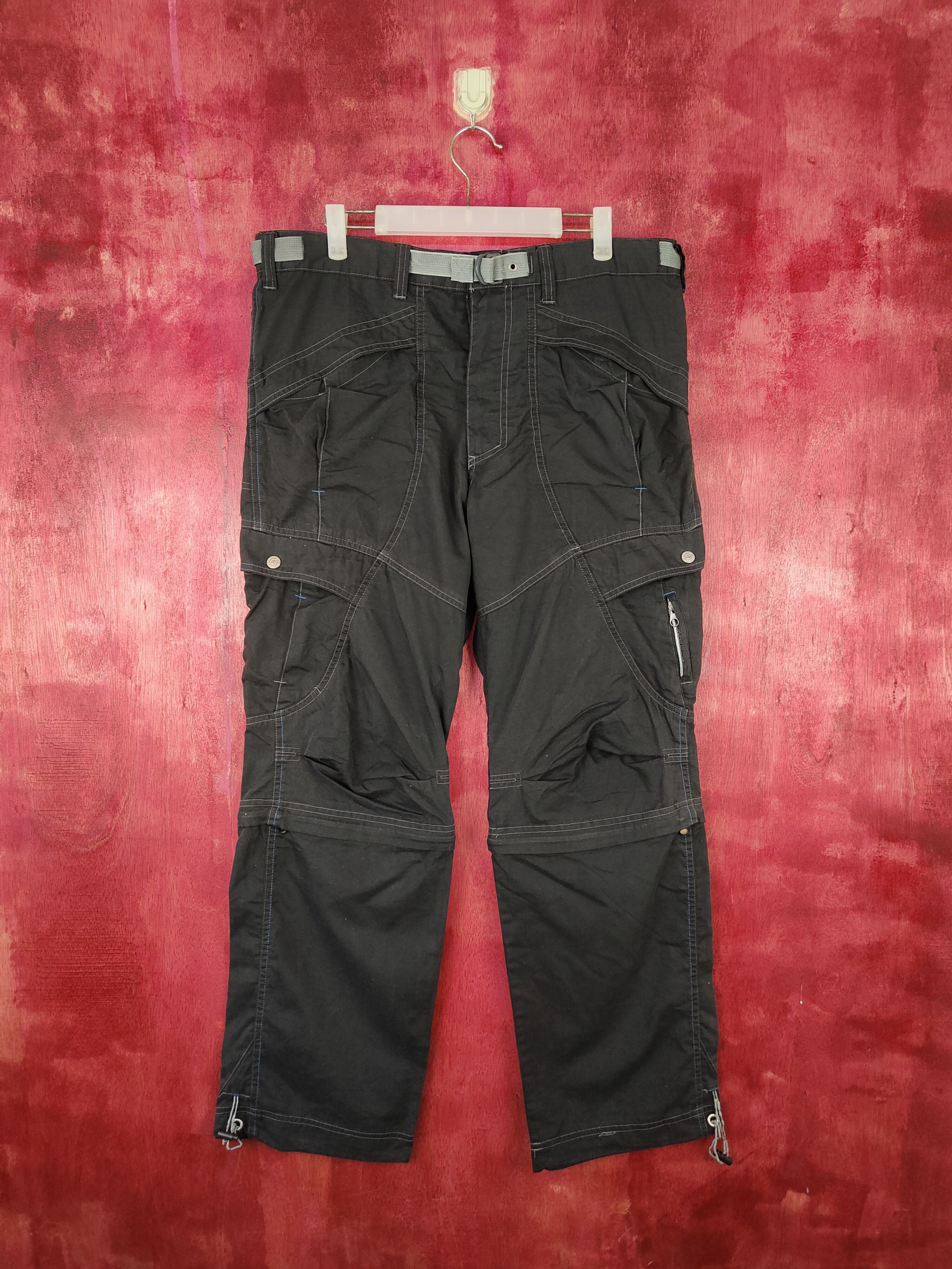 Japanese Brand × Vintage Japanese Brand Black Multi Pocket Tactical Cargo Pants #S498 Size US 35 - 1 Thumbnail