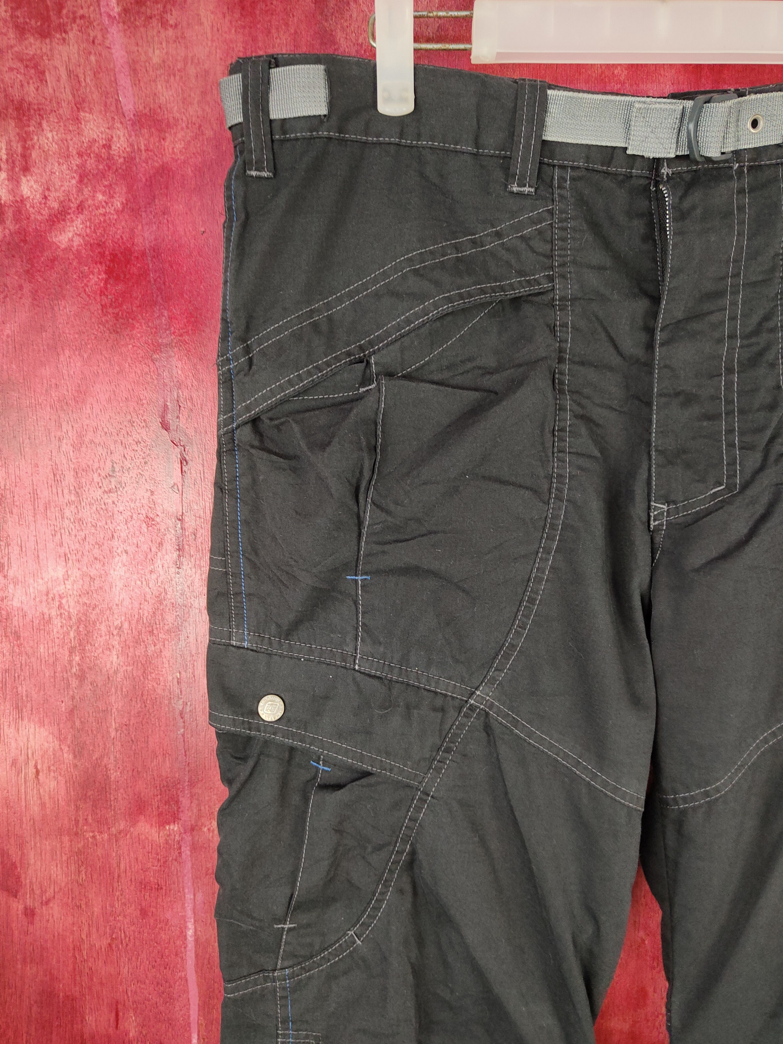 Japanese Brand × Vintage Japanese Brand Black Multi Pocket Tactical Cargo Pants #S498 Size US 35 - 3 Thumbnail