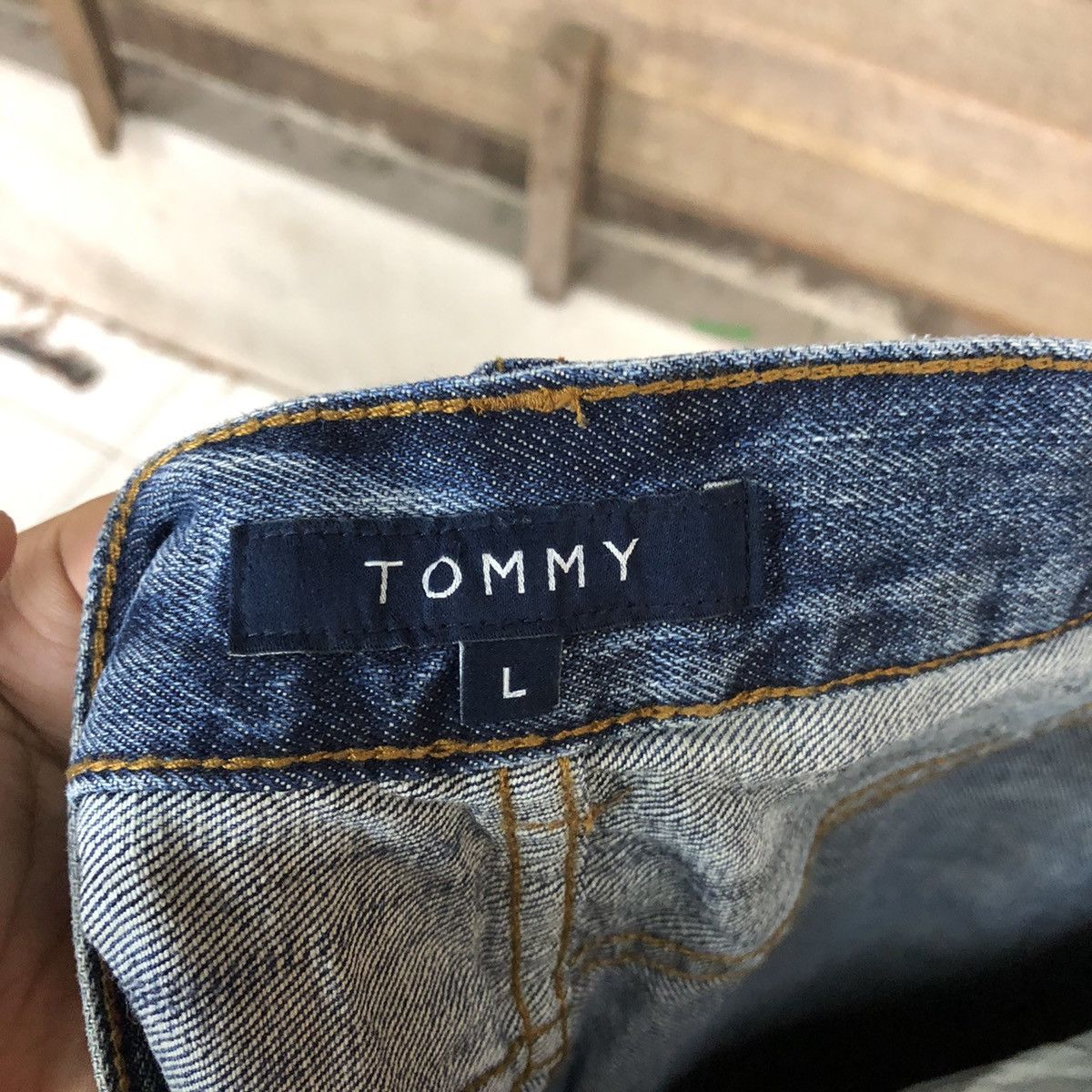 Tommy Jeans Tommy Blue Distressed patchwork Denim Pants #5127 Size 33" - 18 Thumbnail
